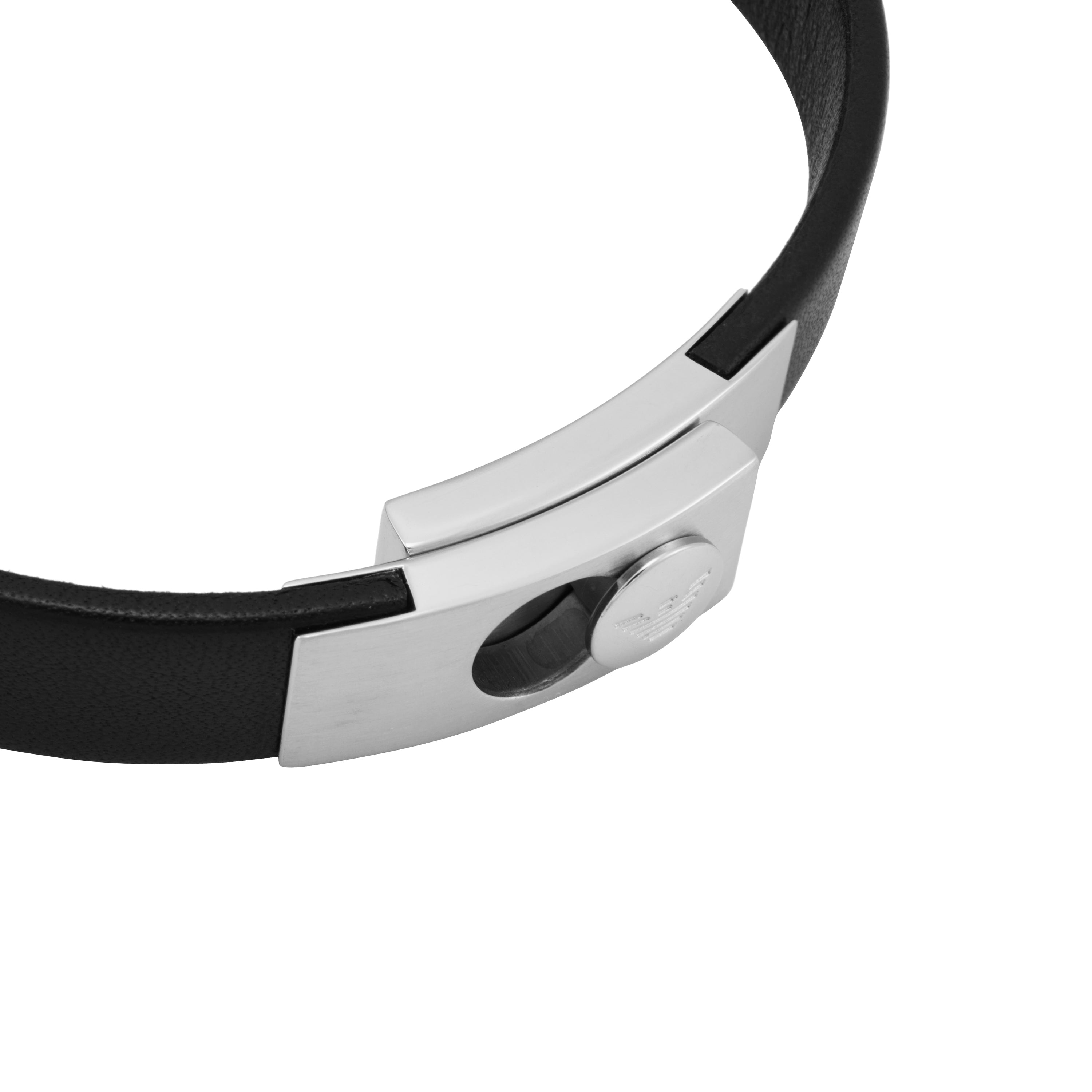 Armani Elegance Black Leather Bracelet EGS3087040
