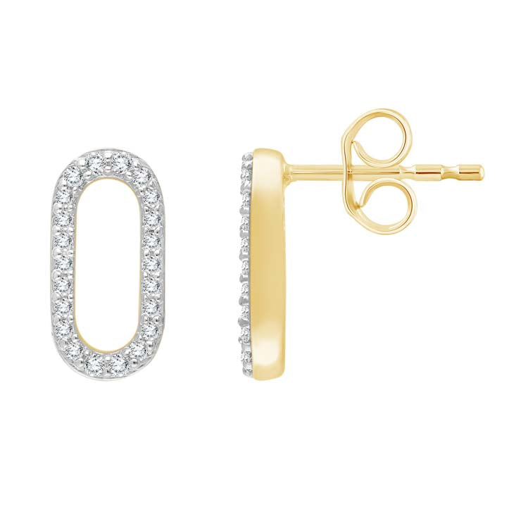 0.14ct Diamond Open Oval Stud Earrings in 9K Yellow Gold