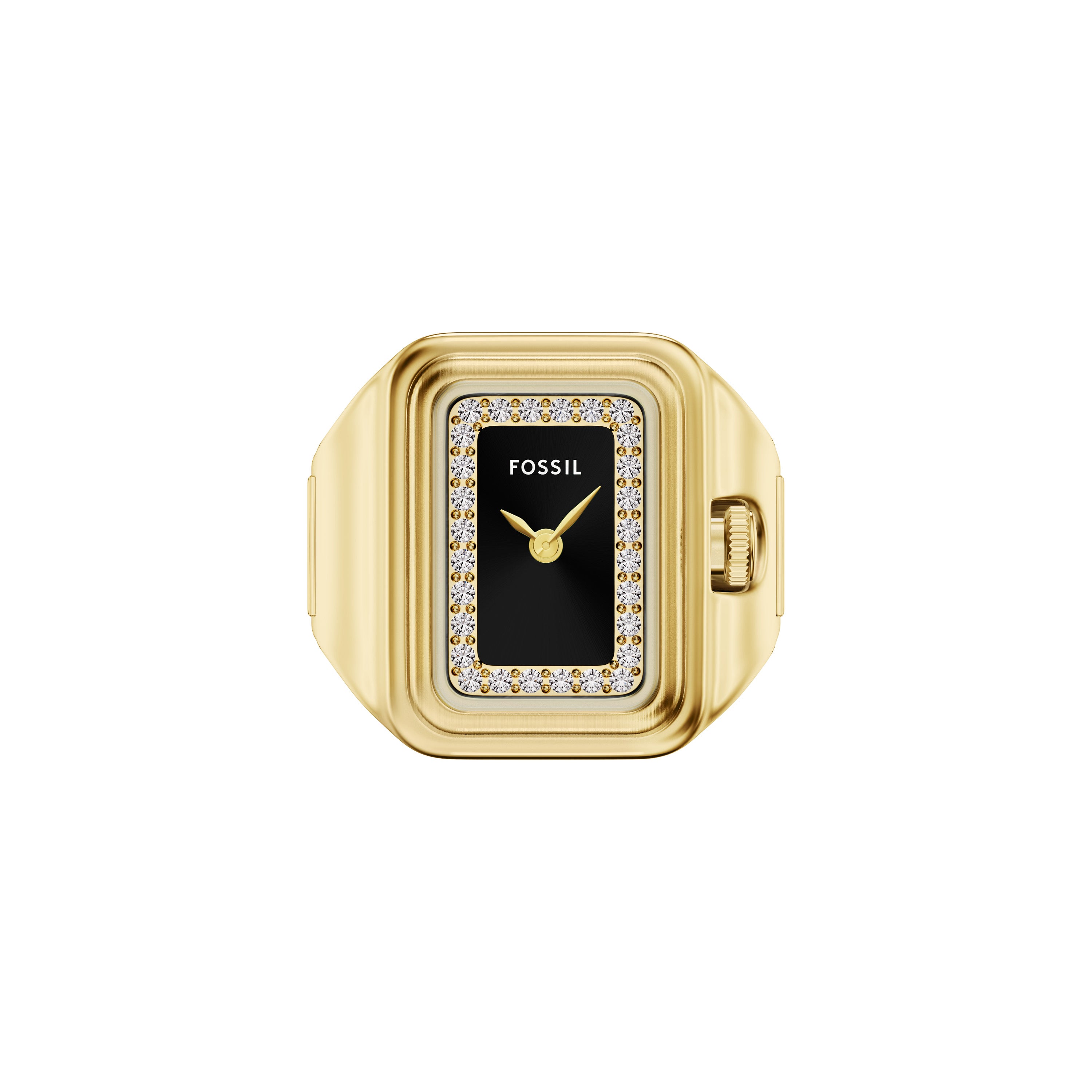 Fossil Raquel Watch Ring Gold Black Dial with Crystals ES5447