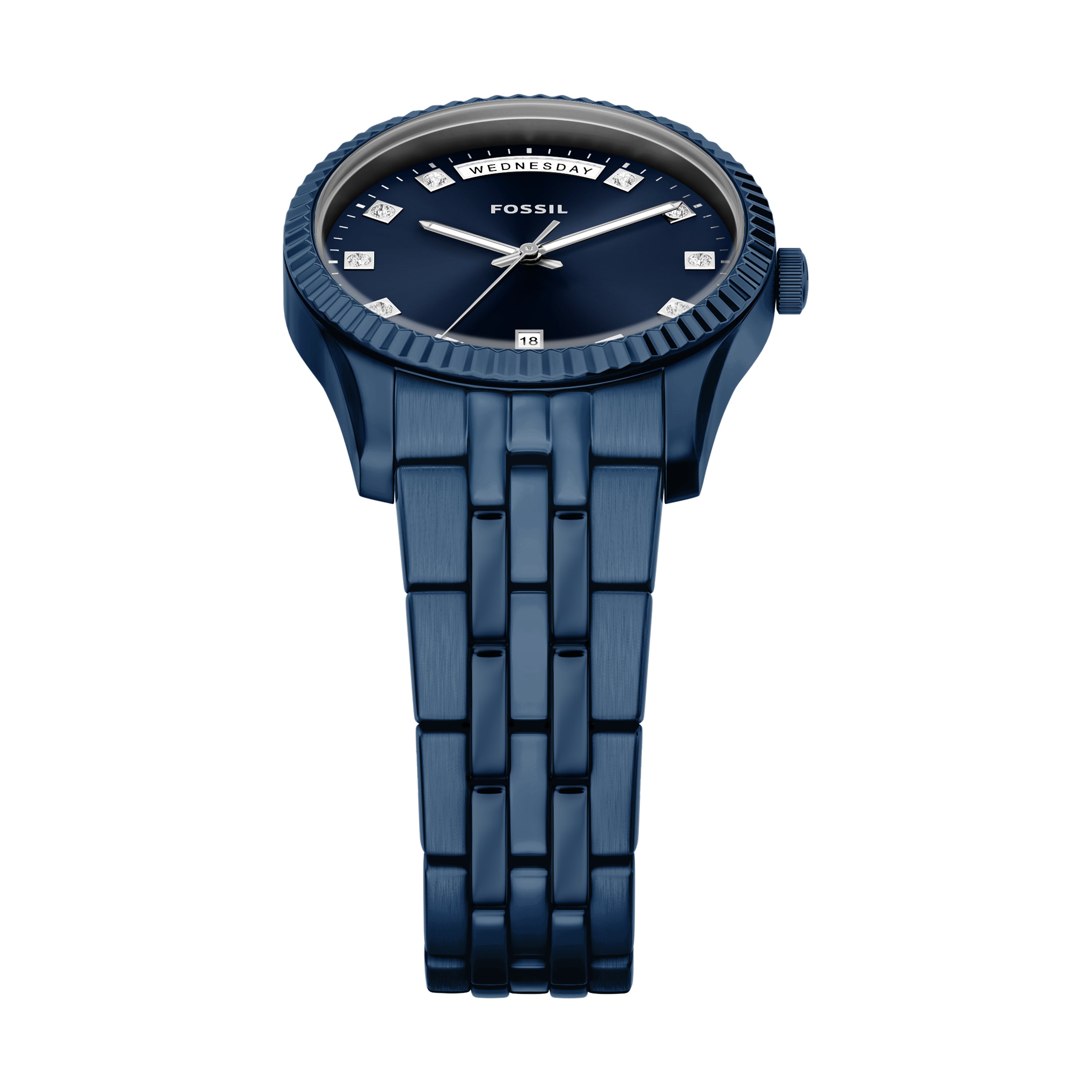 Fossil Scarlette Three-Hand Navy Blue Dial Steel Bracelet ES5476
