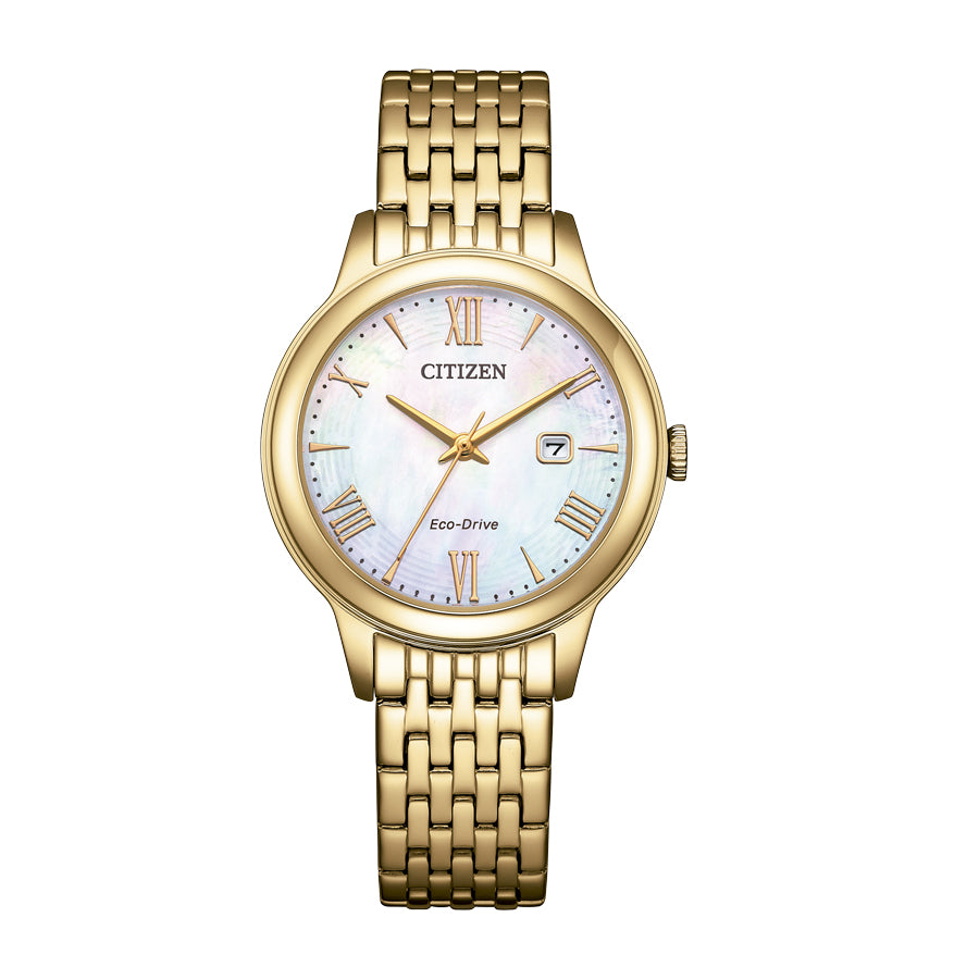 Citizen Lady Dress EW2623-53D white dial rose gold stainless steel side profile