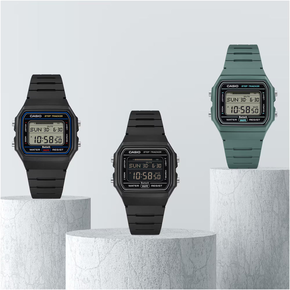 Casio Vintage Step Tracker Black Resin Watch FB100W-1A