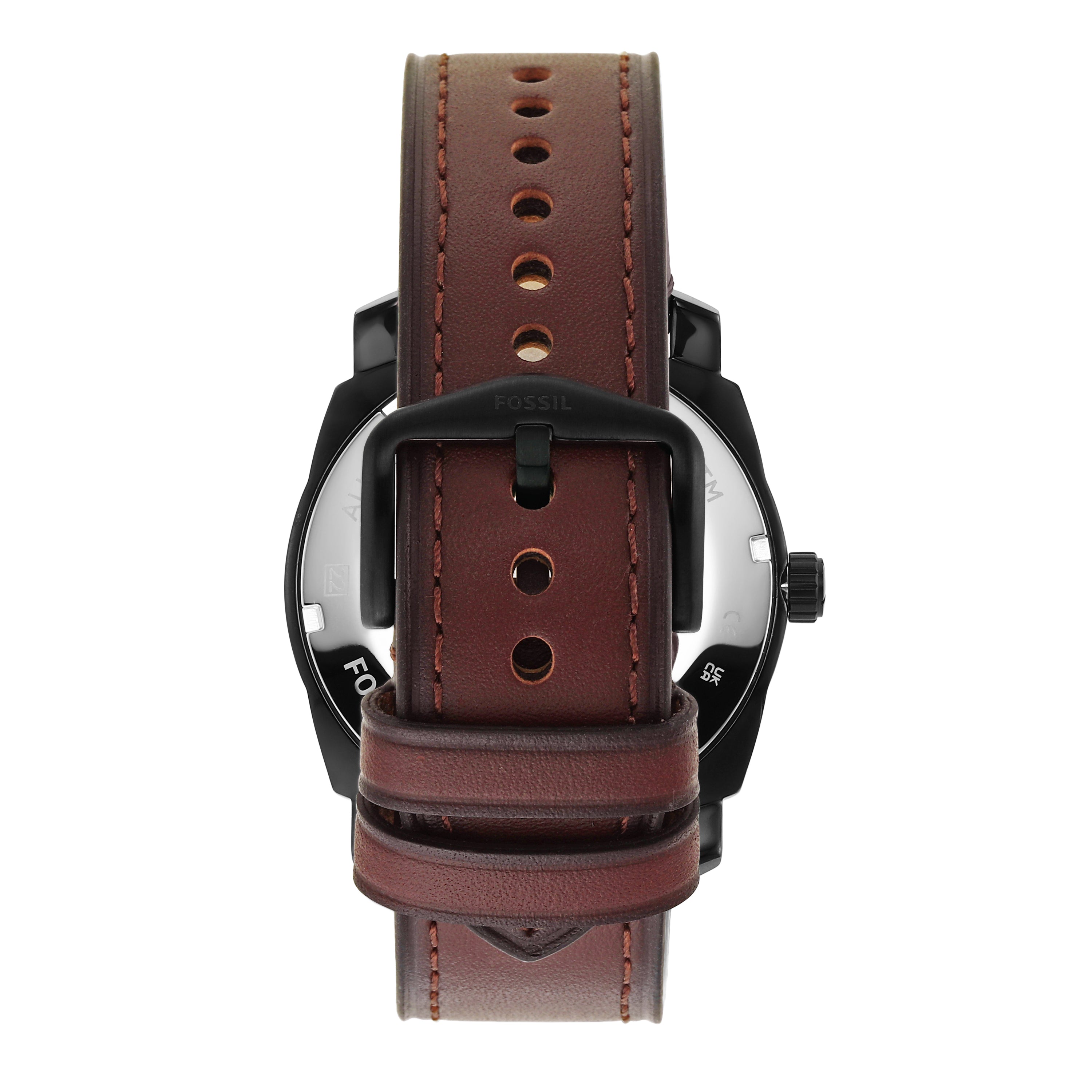 Fossil Timeless Elegance: Fossil Machine Brown Leather Date Watch FS5901