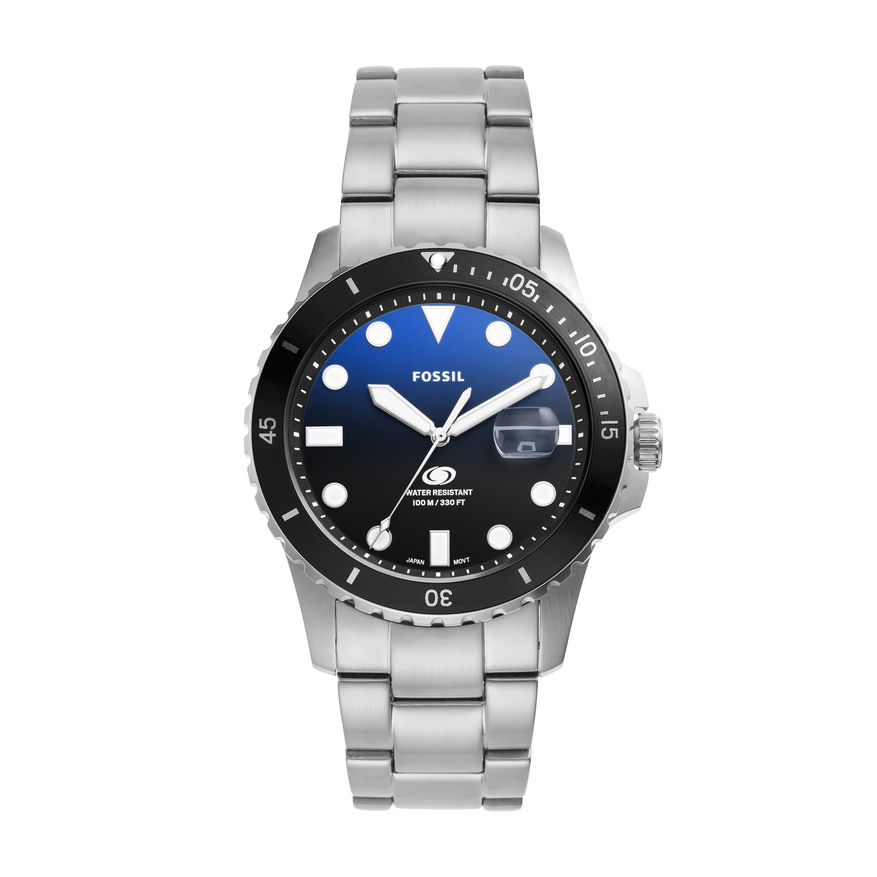 Fossil blue watch 100 meters stainless steel best sale