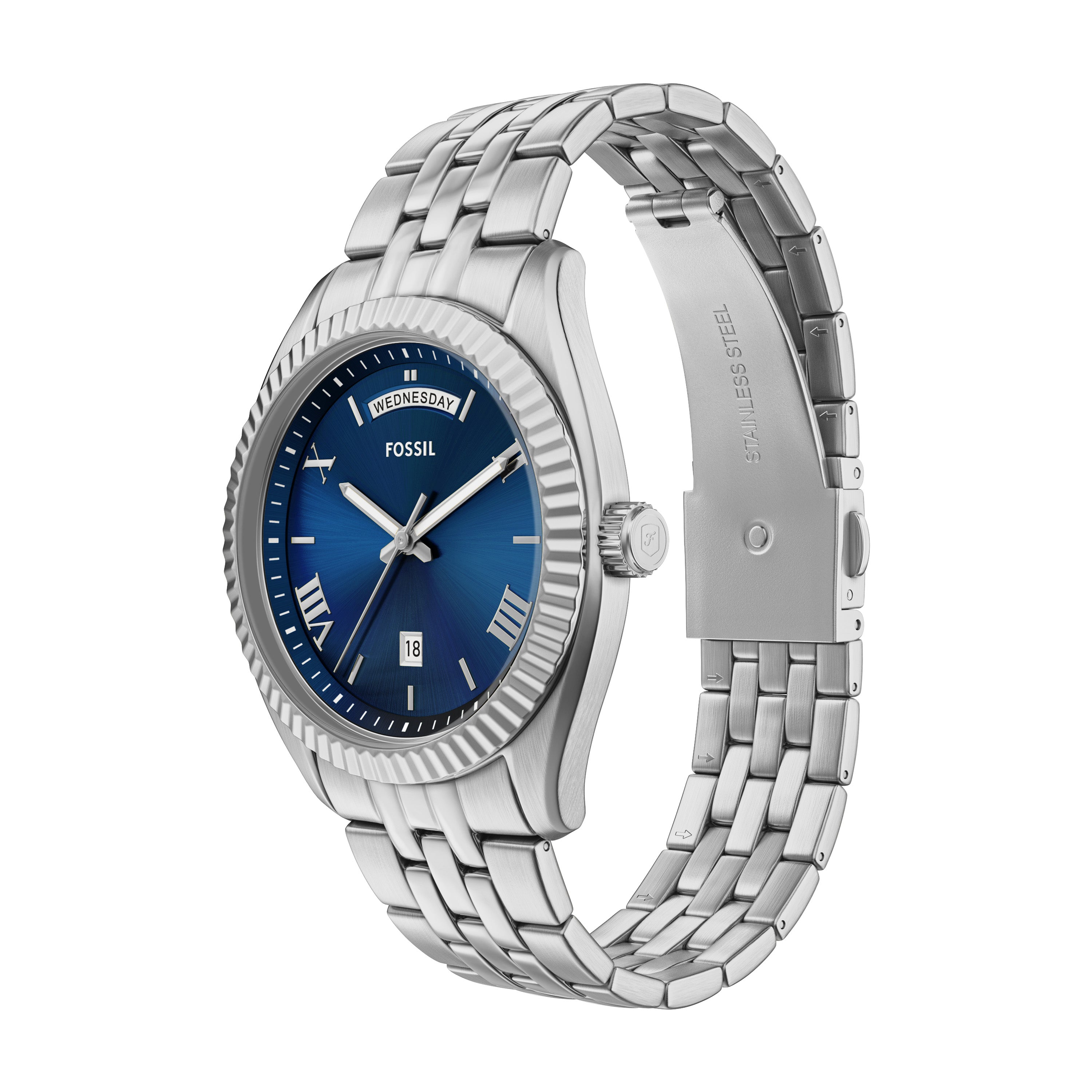 Fossil Campbell Three Hand Stainless Steel Watch FS6140