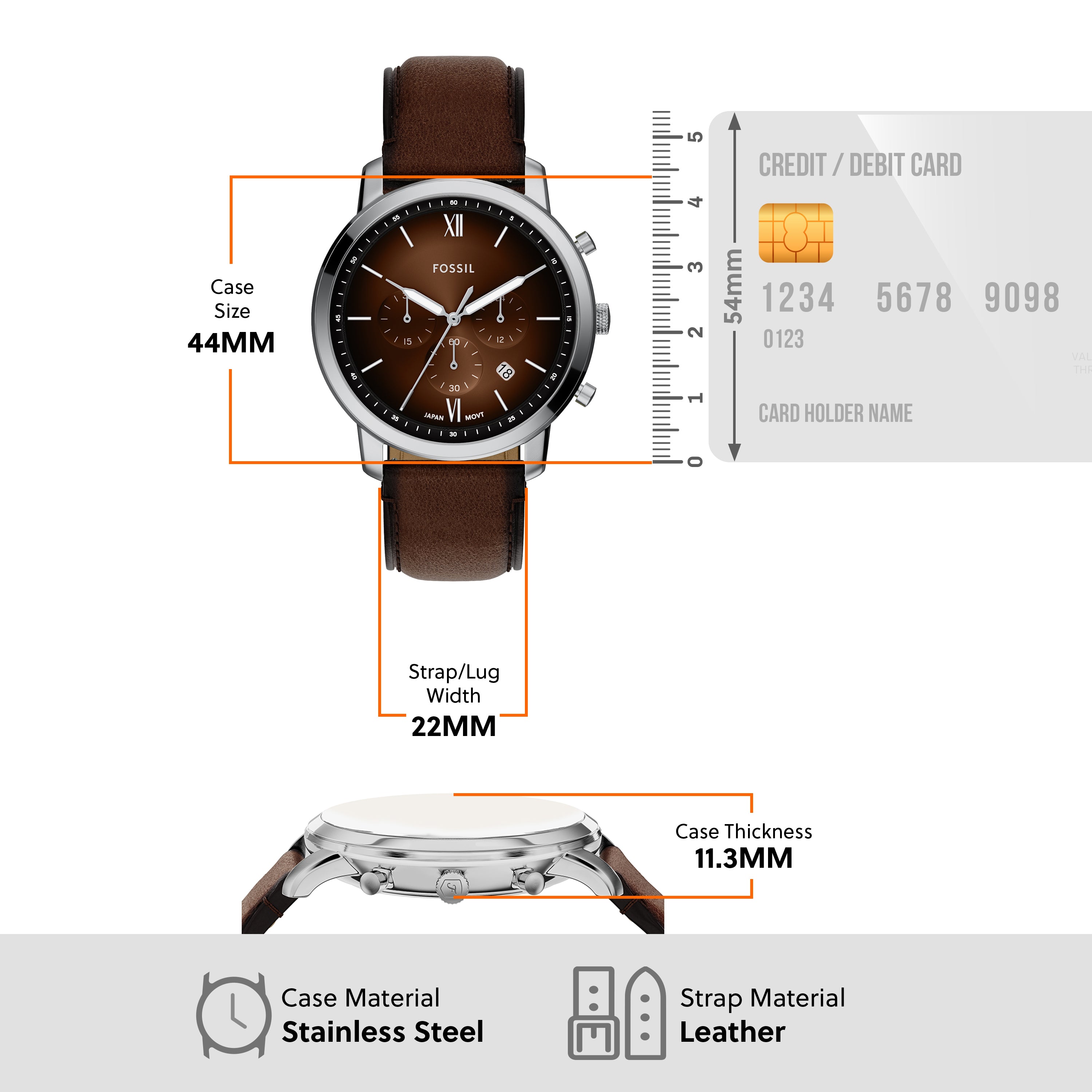 Fossil Neutra Chronograph Brown Leather Watch FS6143