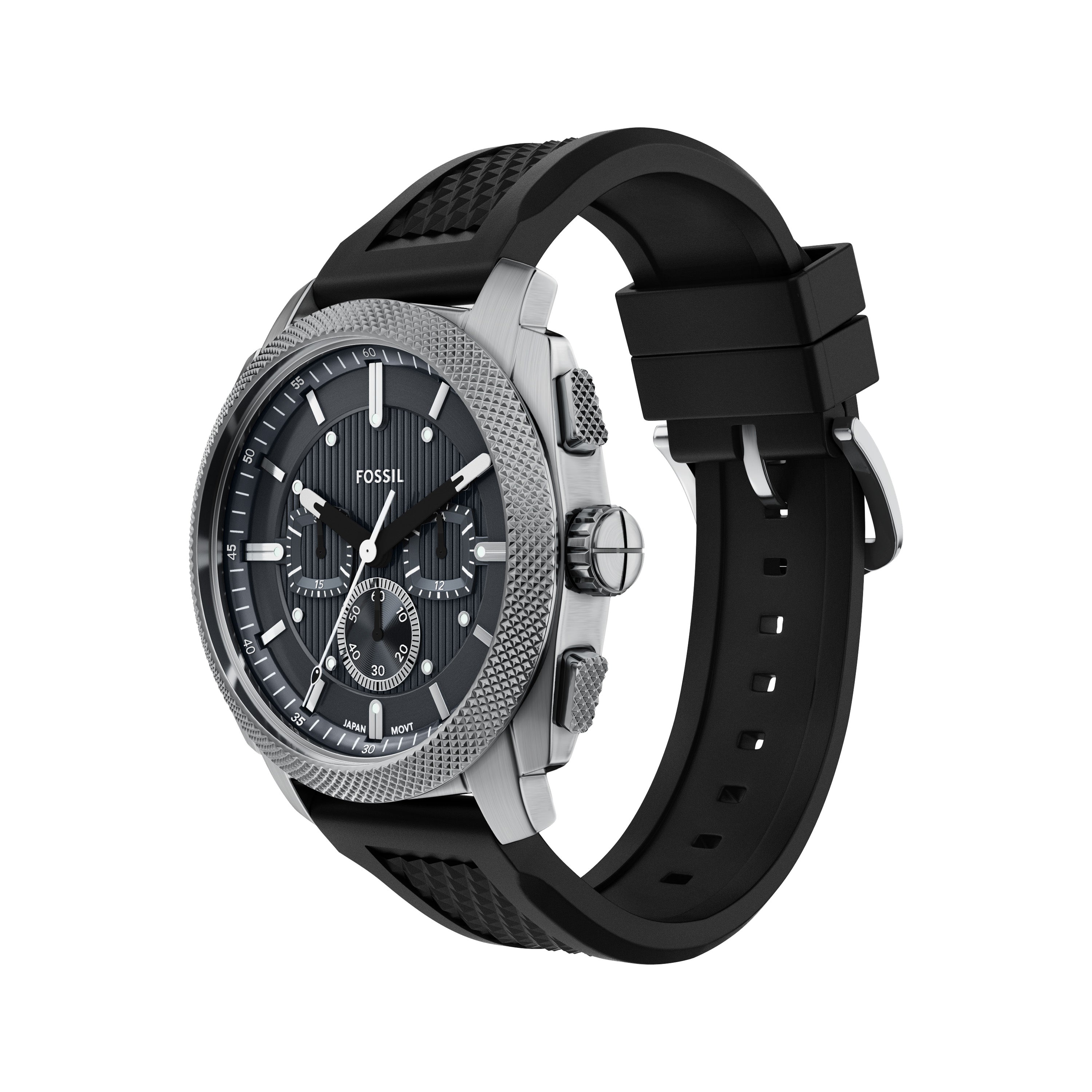 Fossil Machine Chronograph Black Silicone Watch FS6145SET