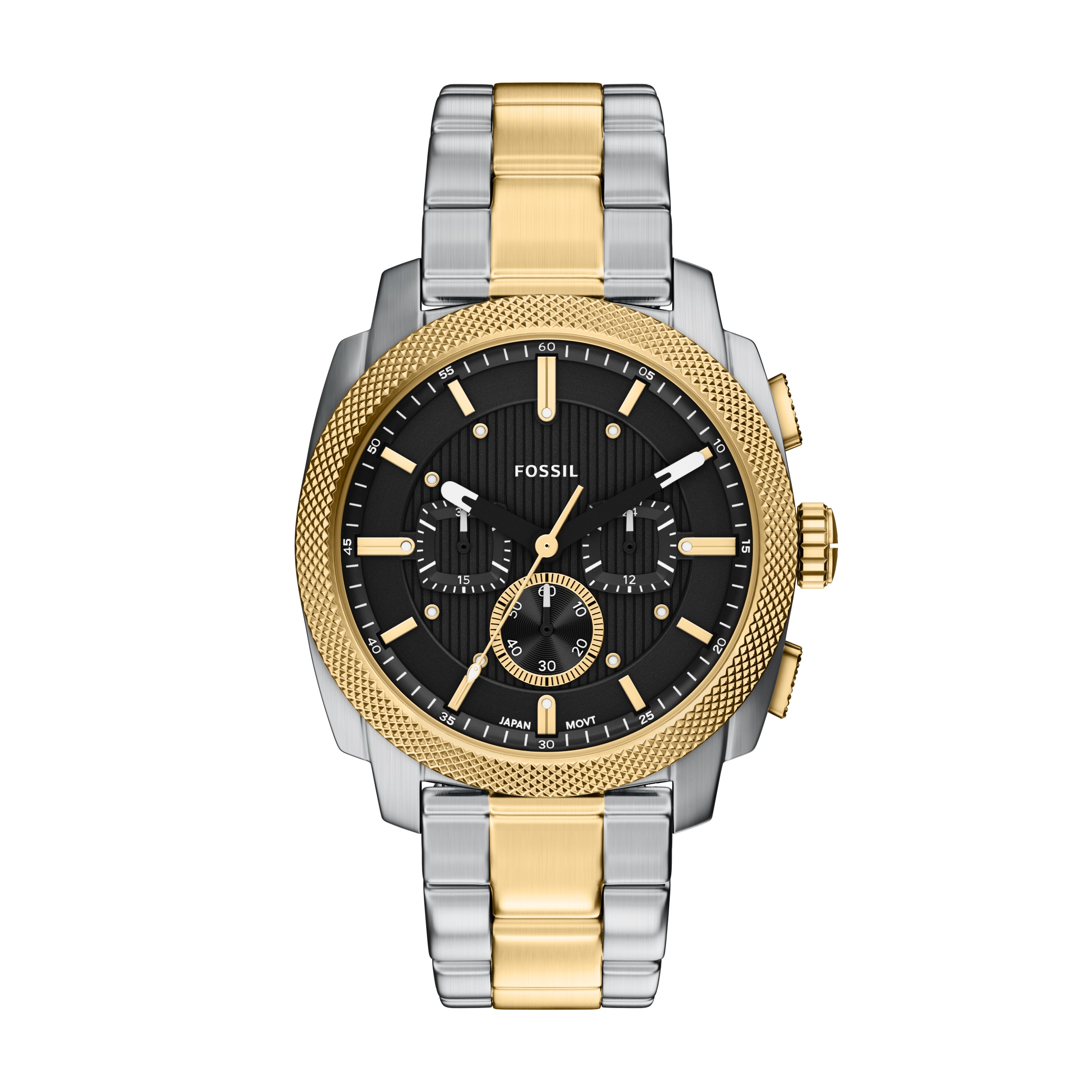 Fossil Machine Black Dial Black Two Toned Stainless Steel Watch FS6159