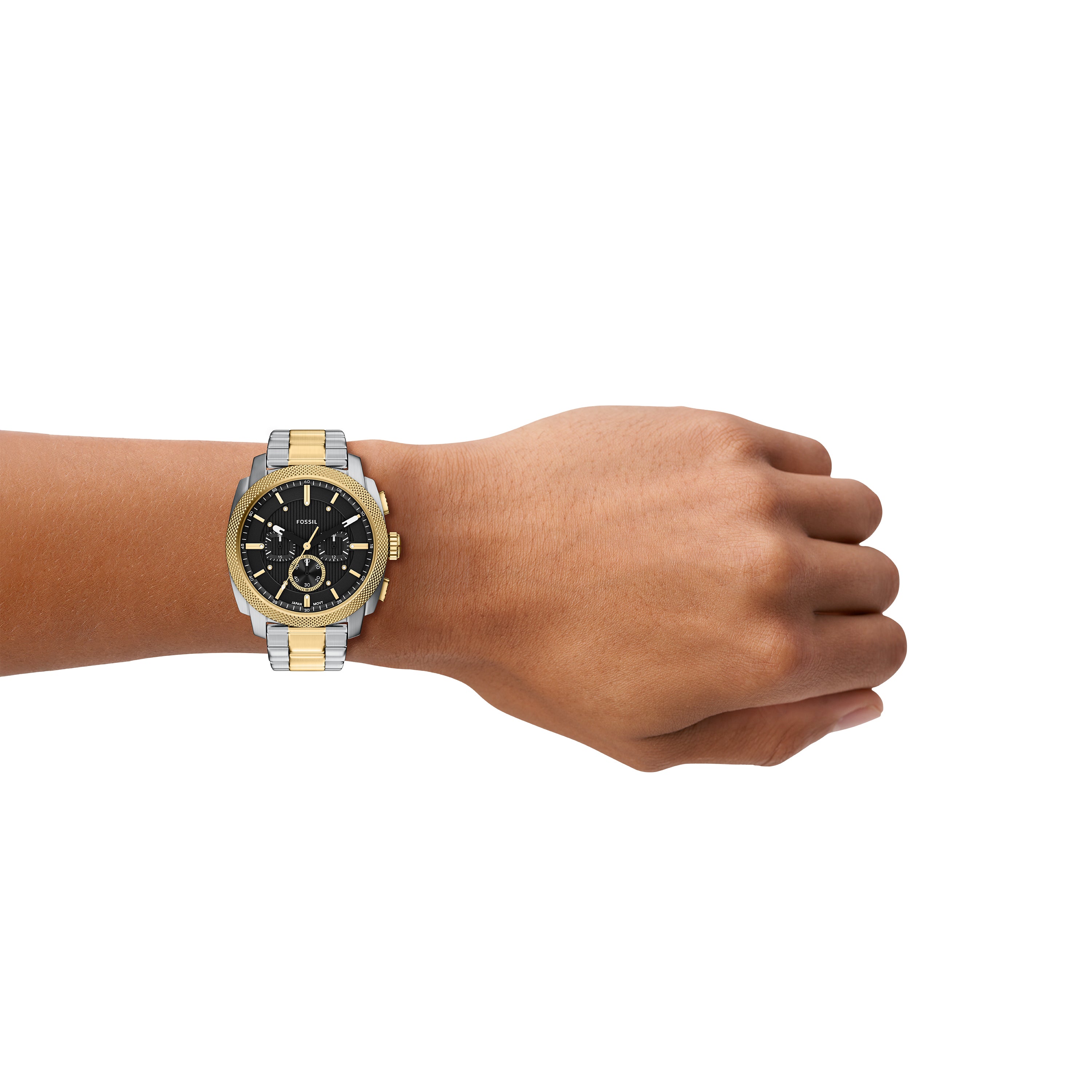 Fossil Machine Black Dial Black Two Toned Stainless Steel Watch FS6159