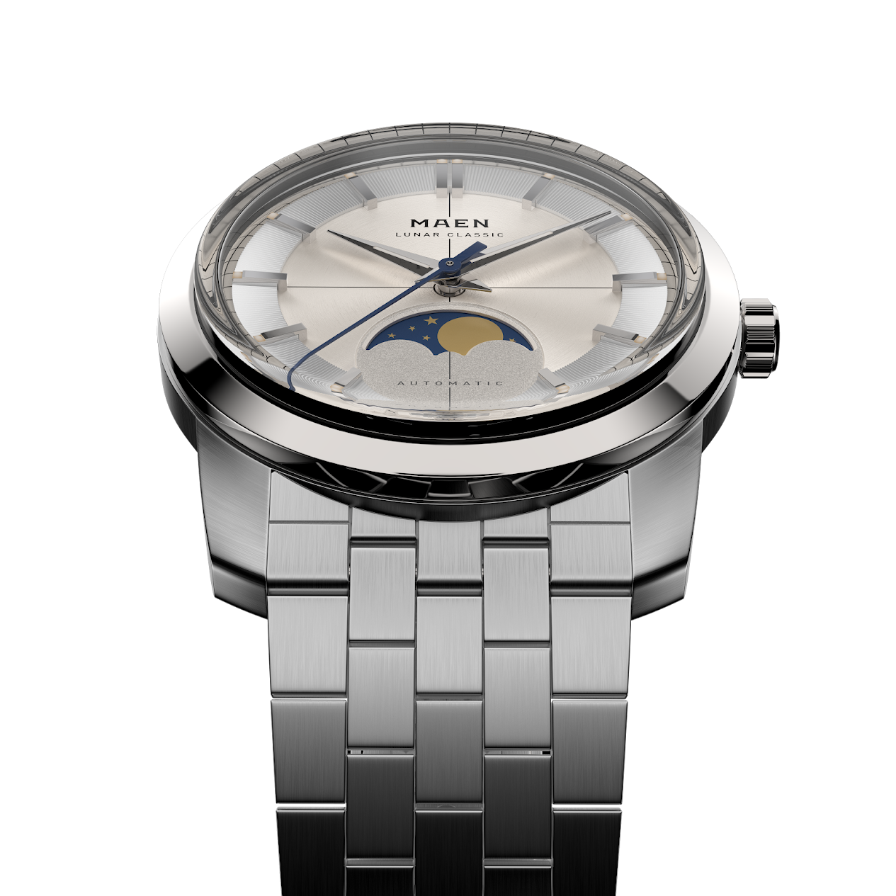MAEN Lunar Classic 36 White Dial Moonphase Automatic Watch M7.1.1