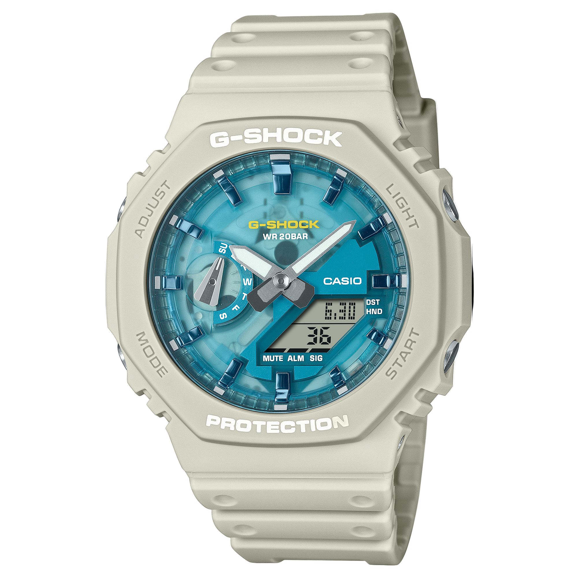 G-Shock Digital Analog White Resin Band Watch GA2100AS-5A