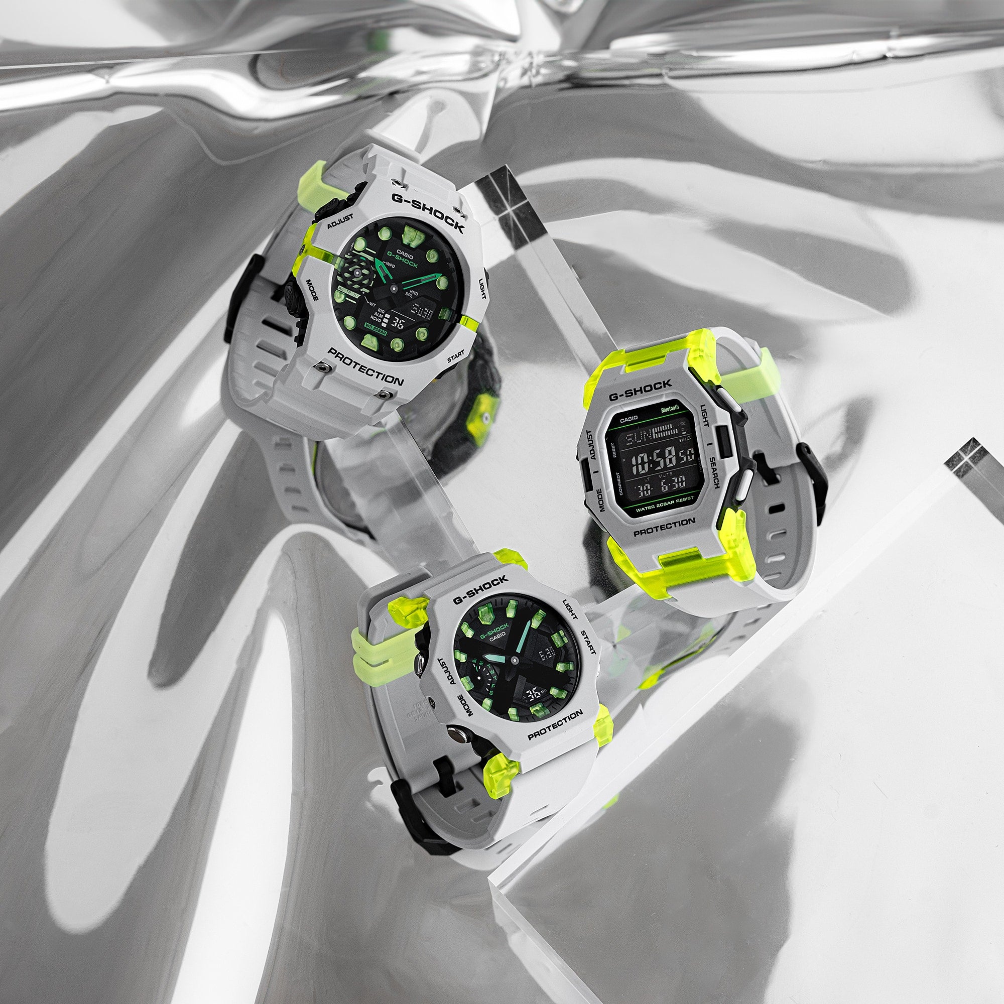 G-Shock Digital Analog Grey Dial White-Green Resin Band Watch GA2300MW-8A