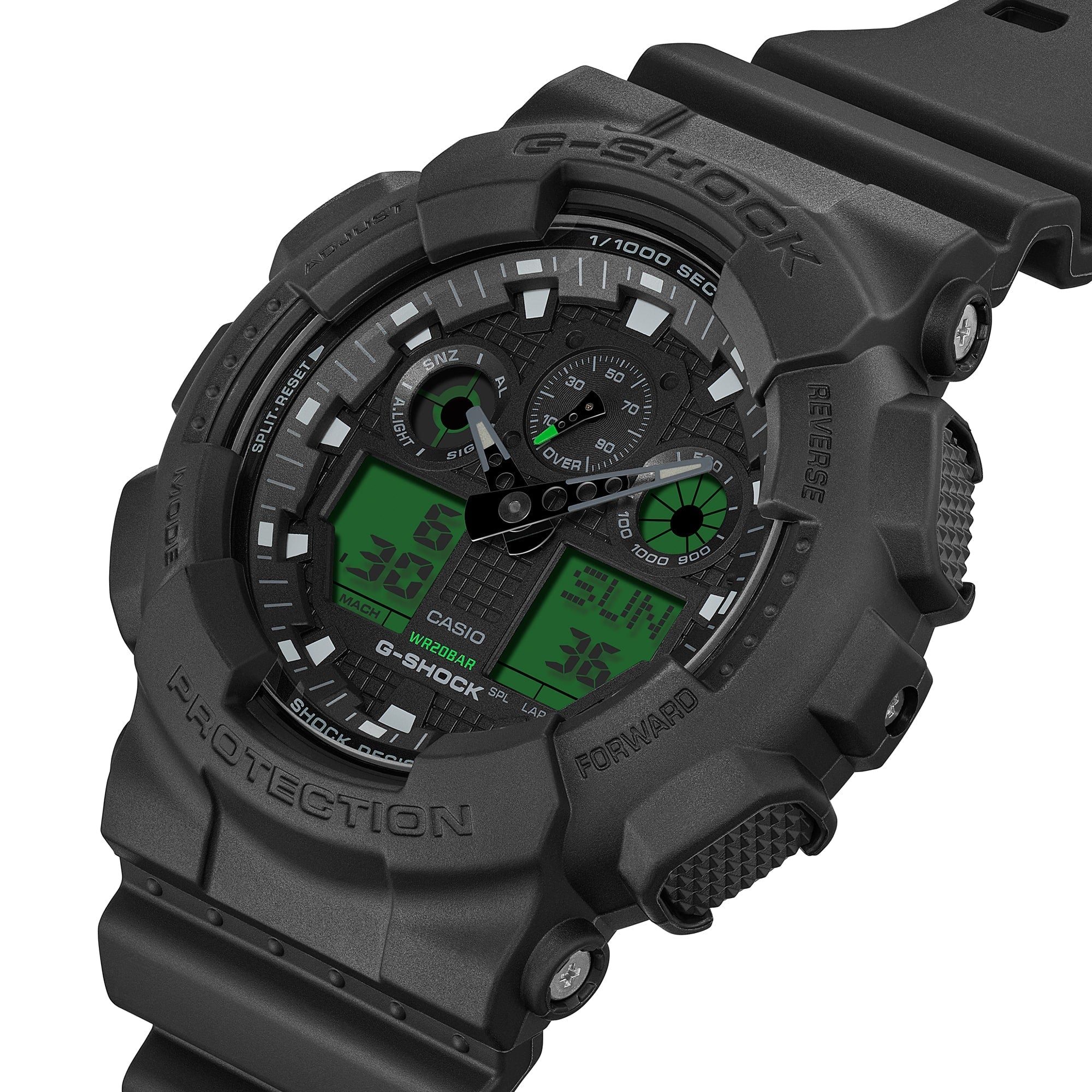 G-Shock Black and Electro Green Men's Watch GA100BEG-1A
