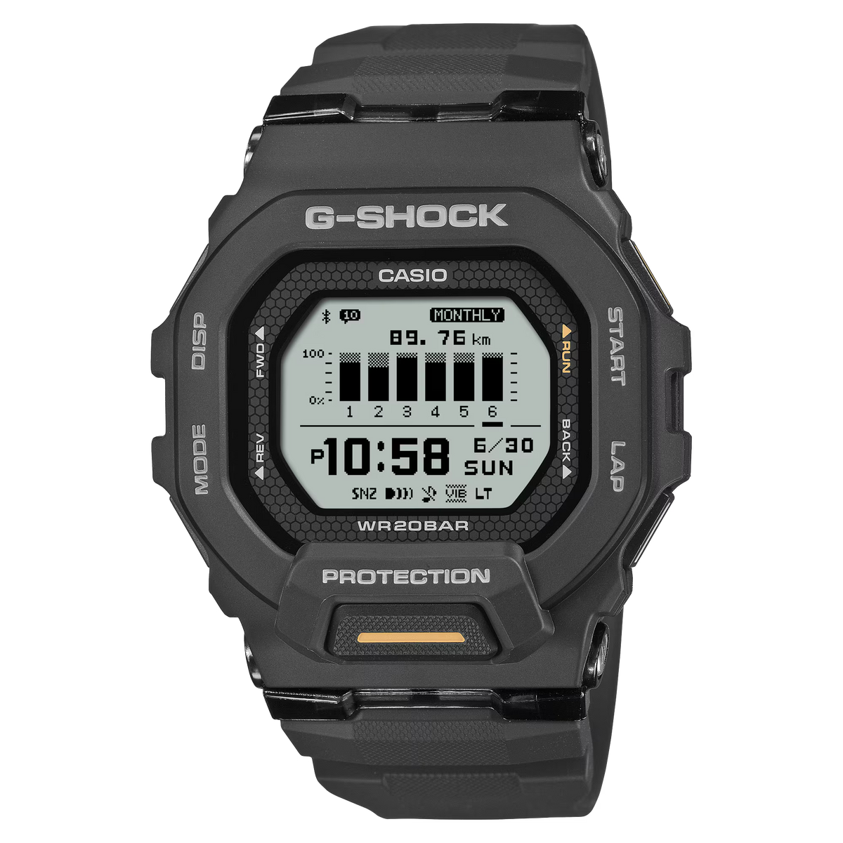 G-Shock GBD-200 Series Black Resin Strap White LCD Mens Watch GBD200-1A1