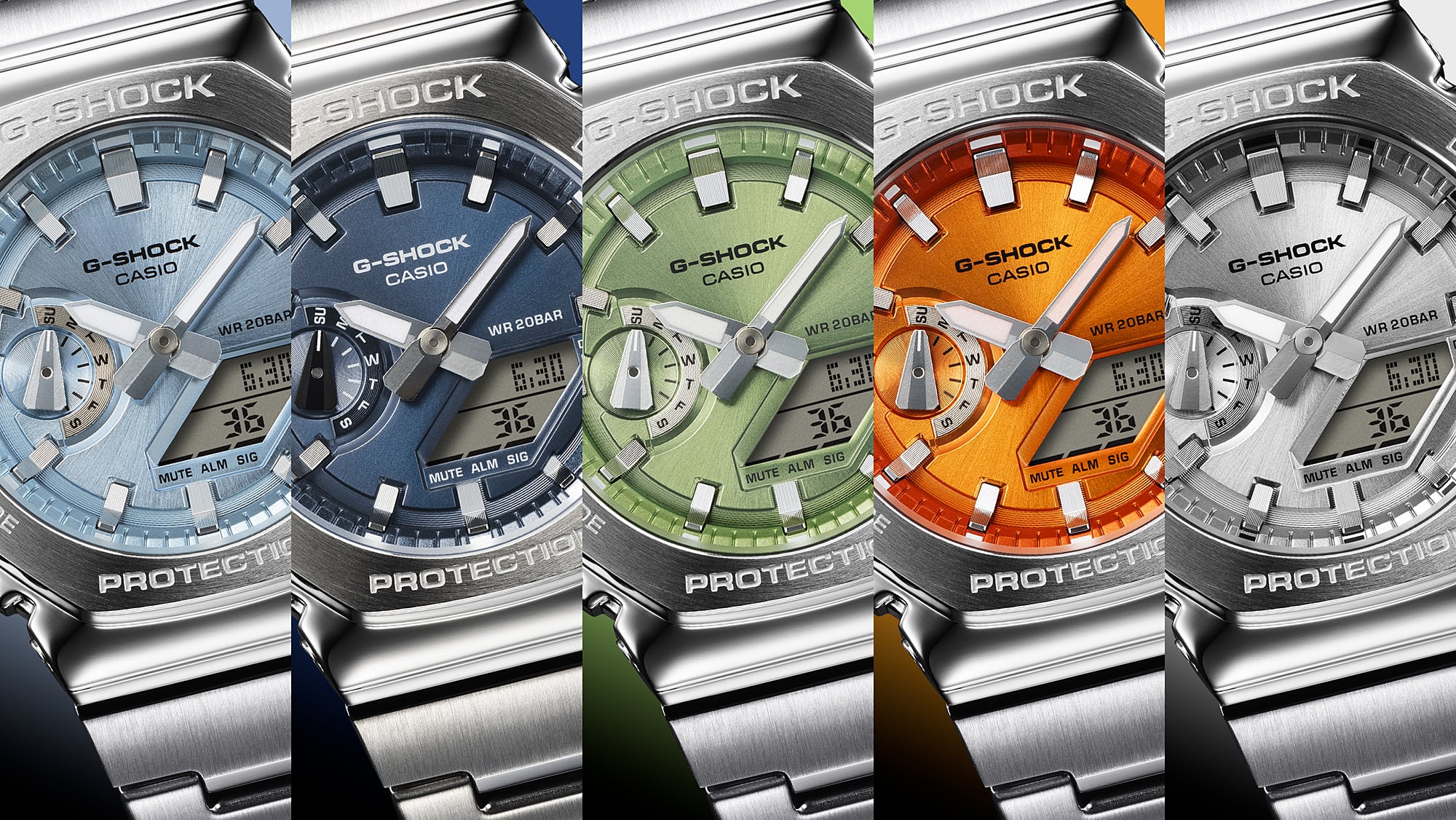 G-Shock G-Steel 2100 Series Blue Dial Stainless Steel Watch GM2110D-2A