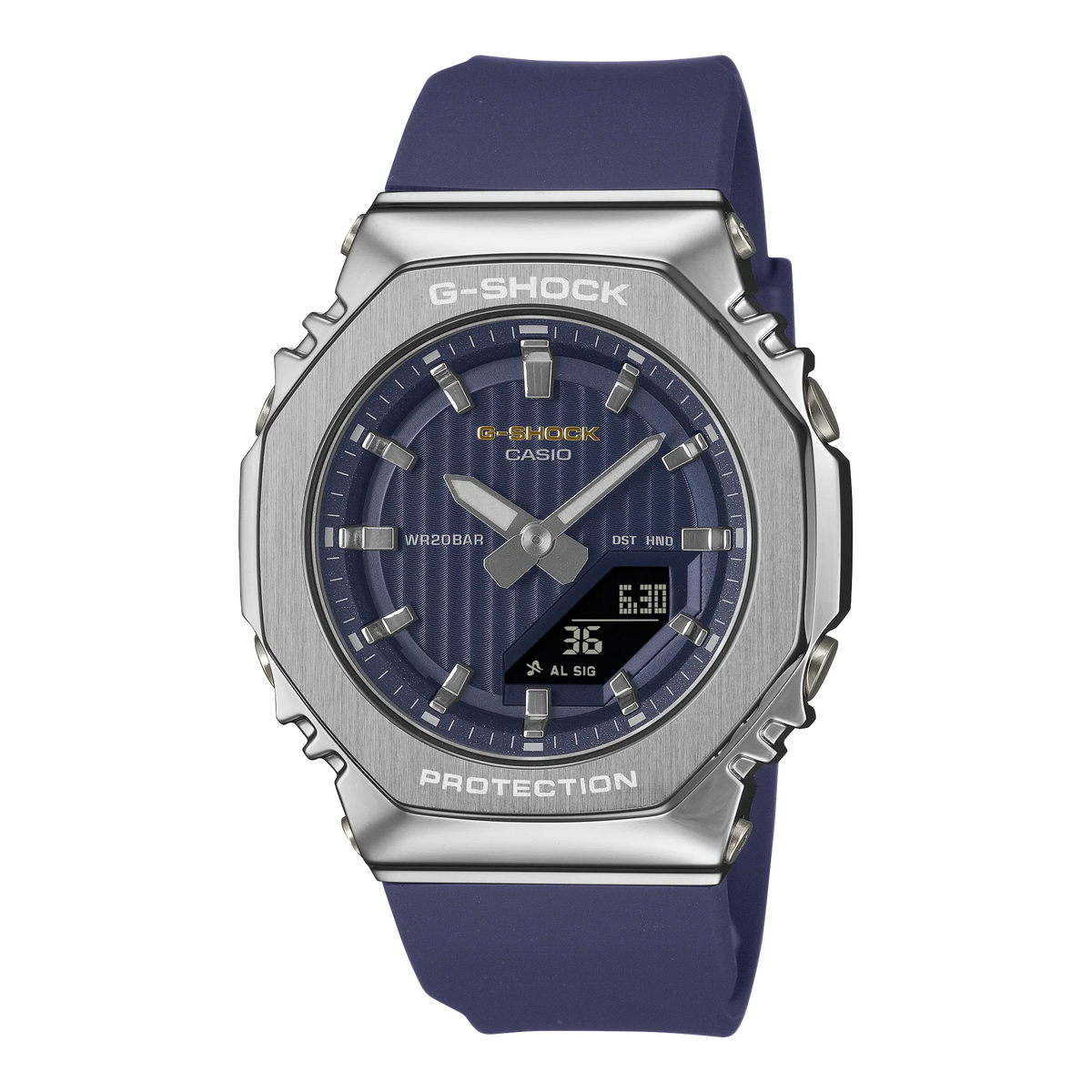 G-Shock Silver Stainless Case Black Resin Band Watch GMS2110SH-2A