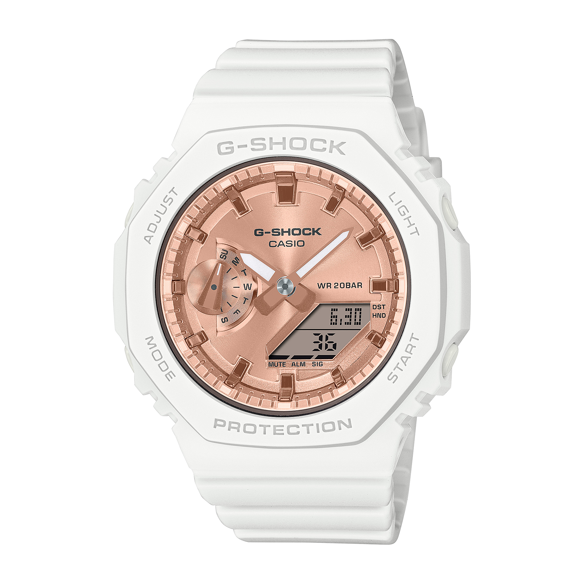 G-Shock Digital Analog Mid DUO White Resin Band Watch GMAS2100MD-7A