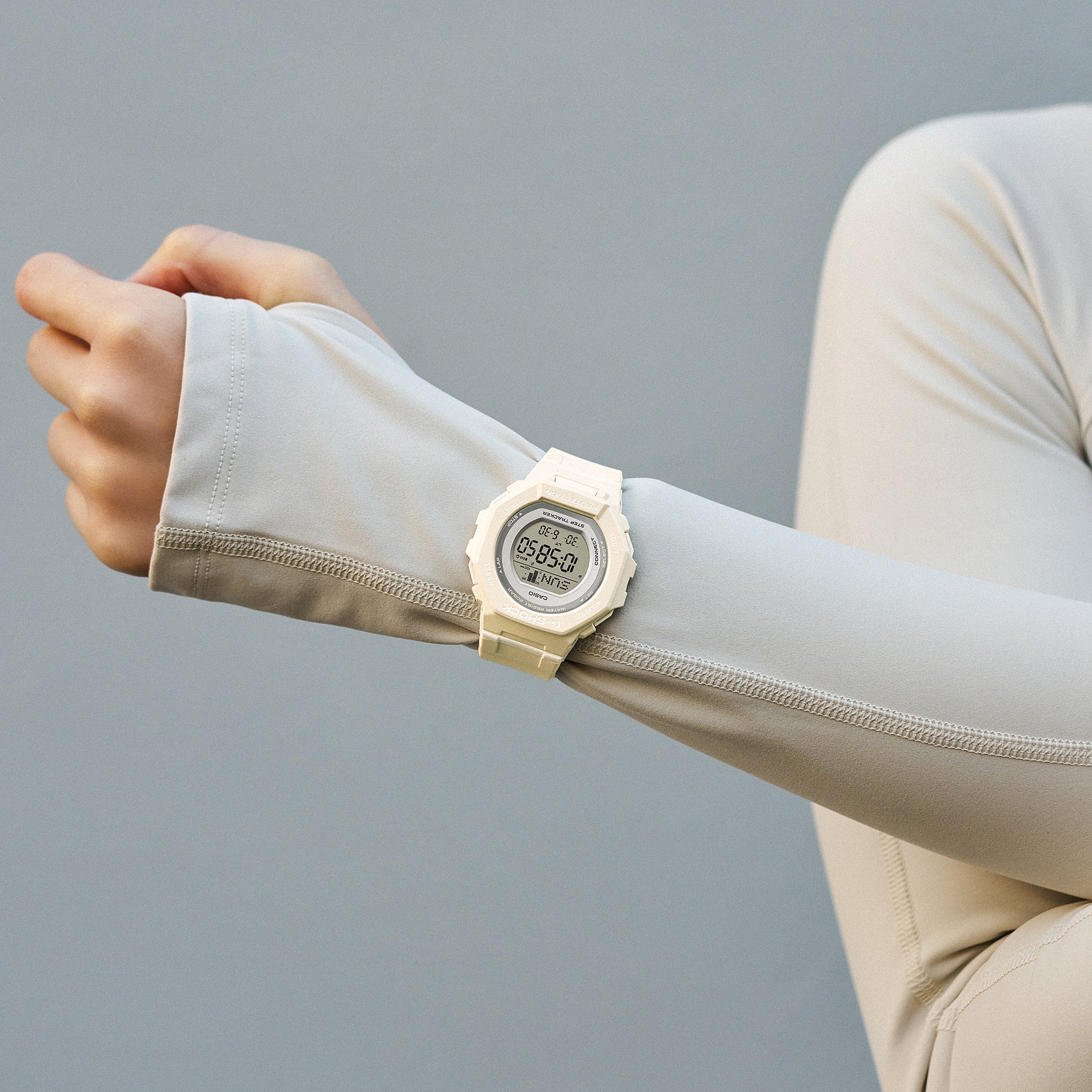 G-Shock GMDB300-7D white watch worn on the wrist.