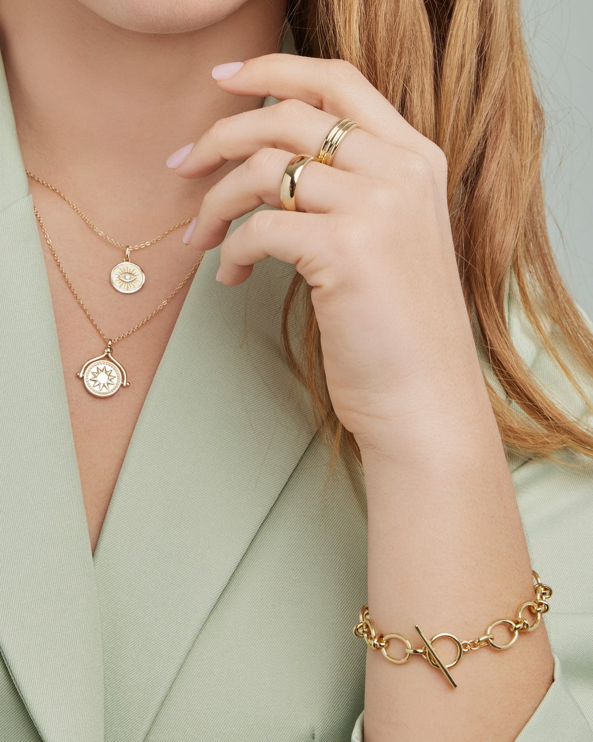 Gold Vermeil Lustre 14k Gold Vermeil Linked T-Bar Bracelet 19cm GVB0004Y GVB0004Y view 3