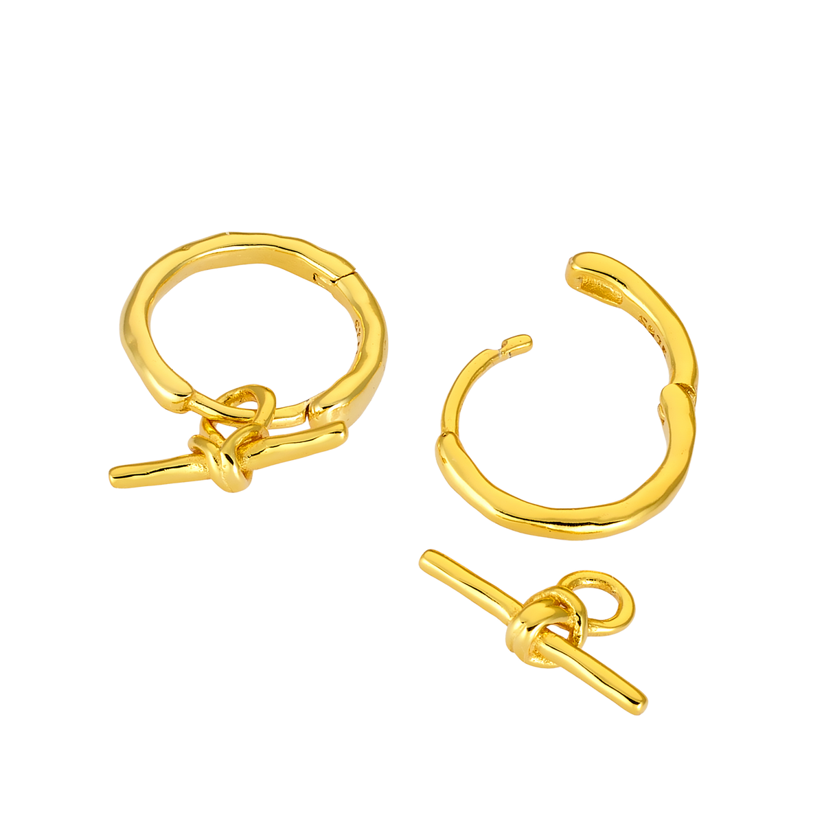 Gold Vermeil Lustre 14k Gold Vermeil Plain T-Bar Huggies GVE0003Y GVE0003Y view 5