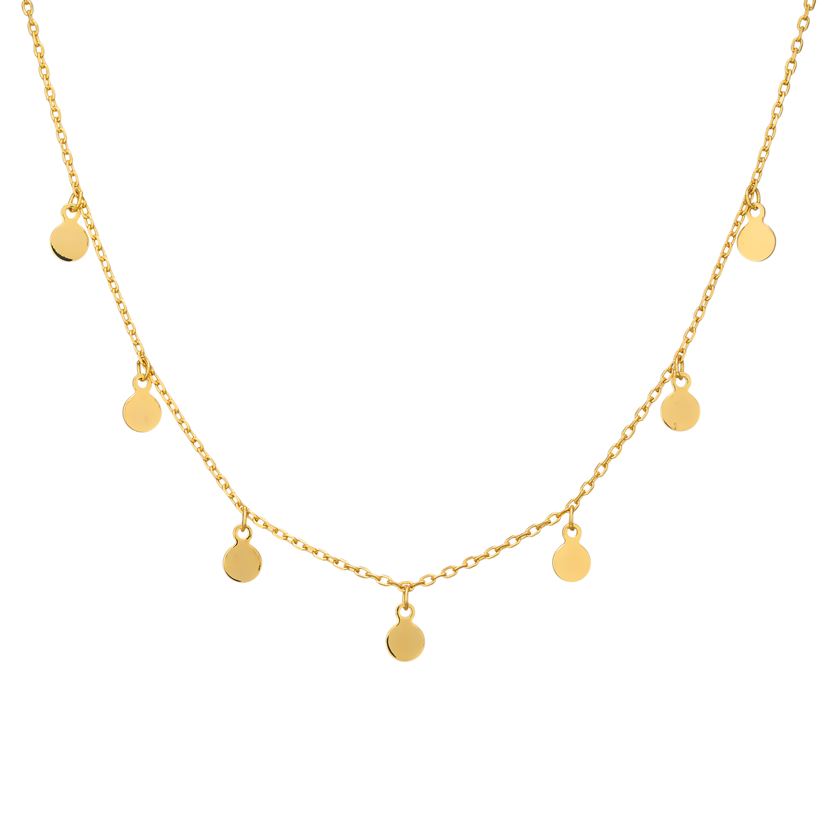 Gold Vermeil Lustre 14k Gold Vermeil Plain Disc Drop Necklace GVN0003Y GVN0003Y front packshot