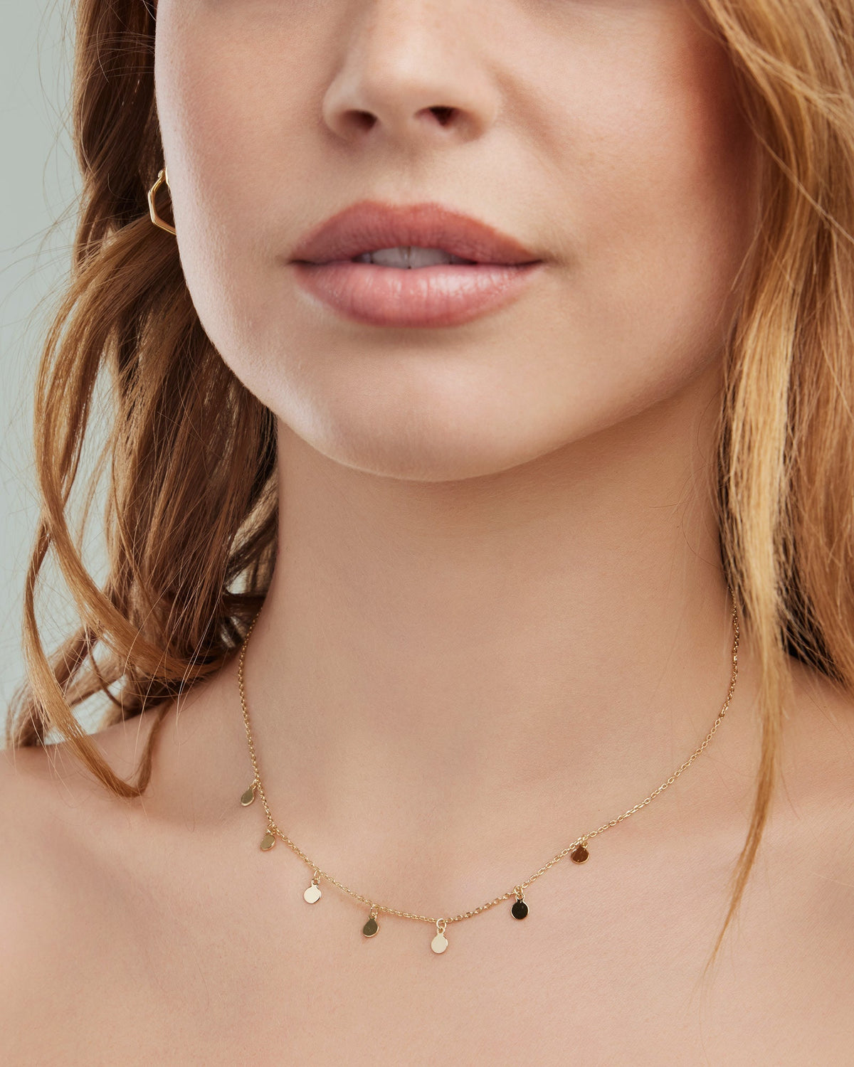 Gold Vermeil Lustre 14k Gold Vermeil Plain Disc Drop Necklace GVN0003Y GVN0003Y view 5