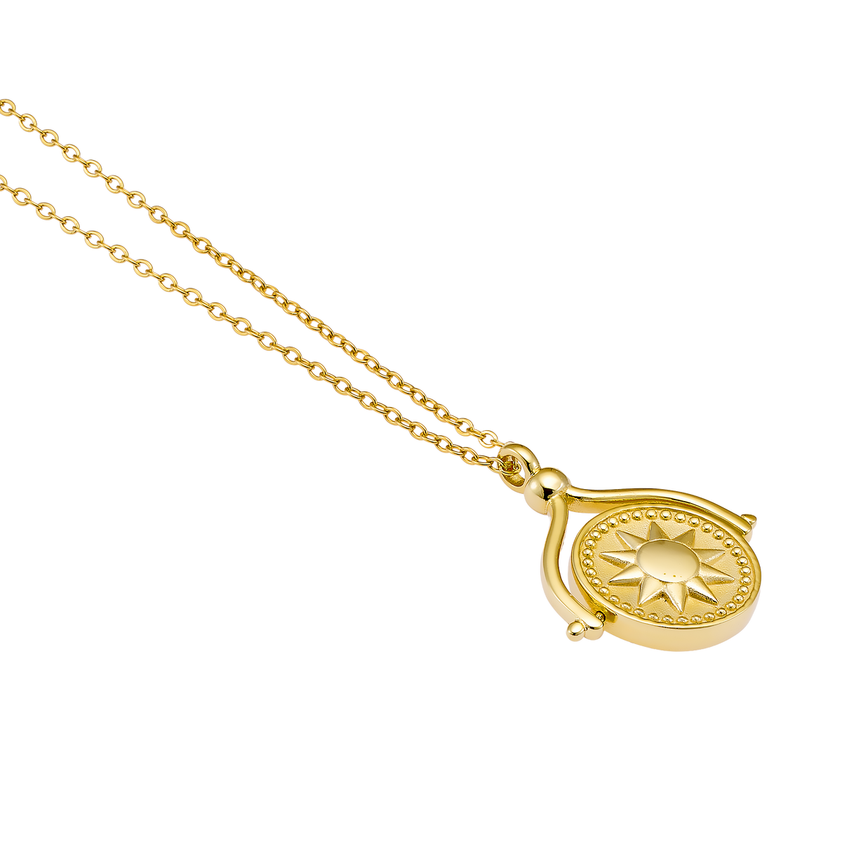Gold Vermeil Lustre 14k Gold Vermeil Medallion Sun/Moon Flip Necklace GVN0014Y GVN0014Y view 4