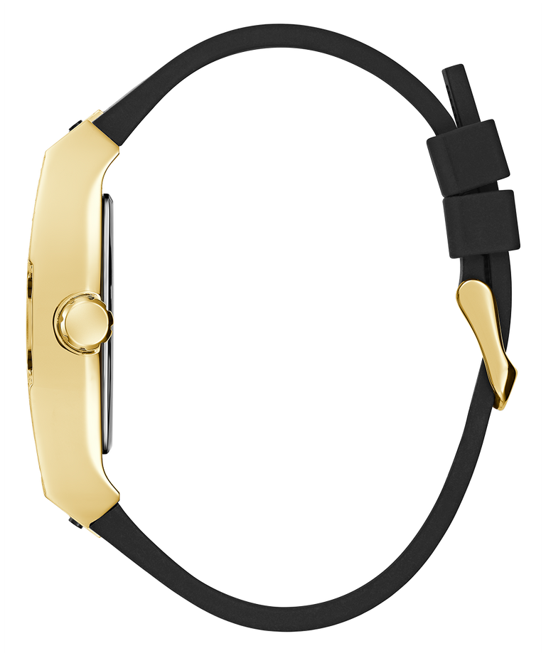 Guess Mens Black Gold Tone Analog Watch
