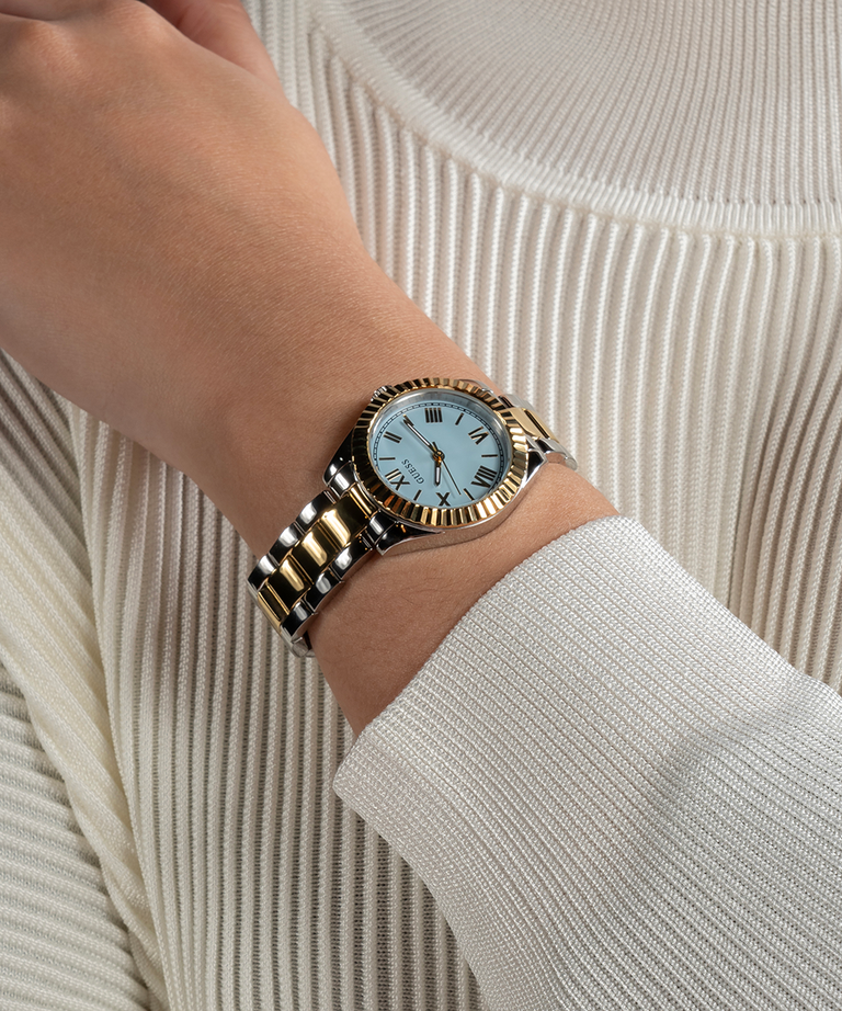 Guess Mini Luna Blue Dial Two Tone Stainless Steel Watch GW0687L4