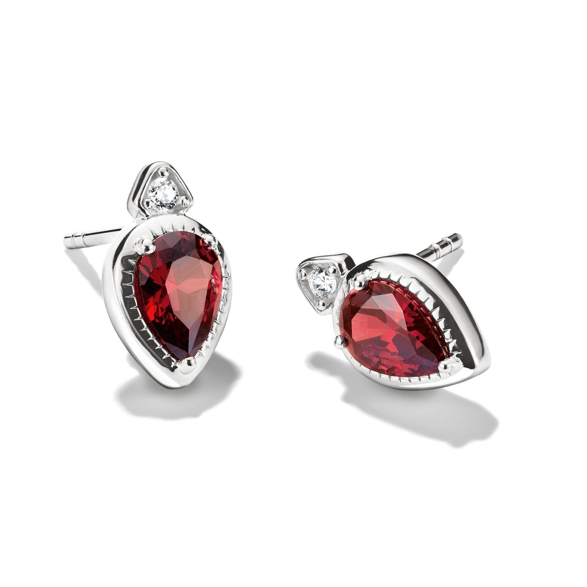 Thomas Sabo Stud Earrings with Red Teardrop Stones Silver