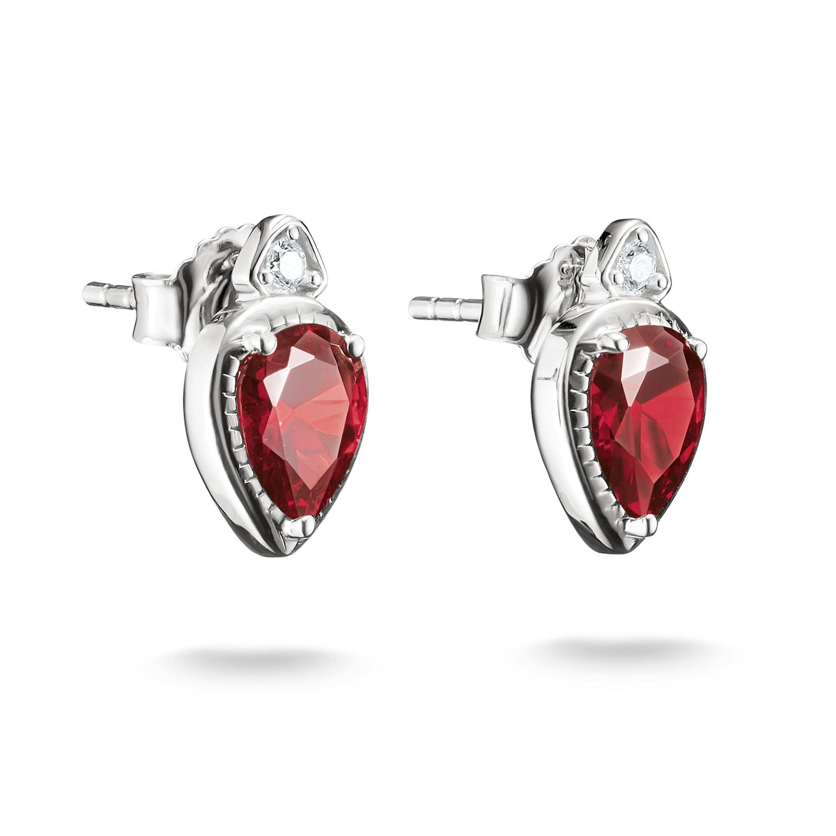 Thomas Sabo Stud Earrings with Red Teardrop Stones Silver