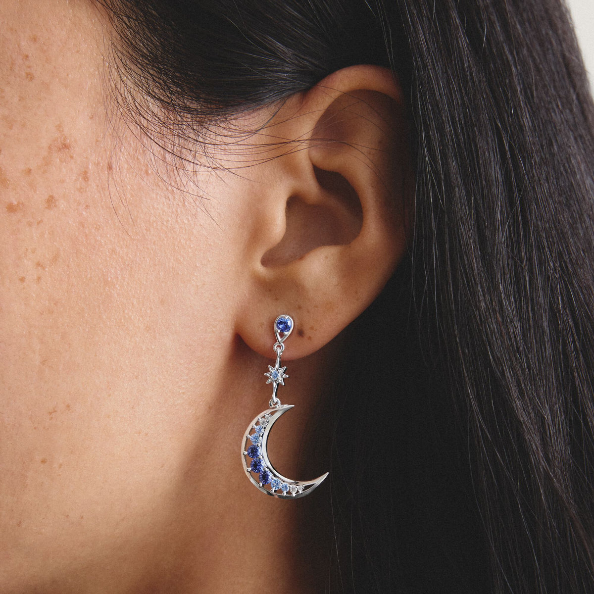 Thomas Sabo Earrings moon and star with blue stones TH2379BLU TH2379BLU view 3