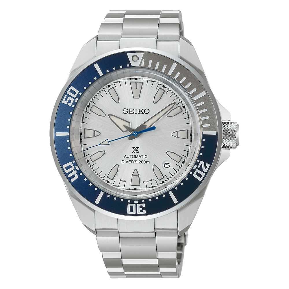 Seiko Prospex 145th Anniversary diver's wristwatch with a white dial and stainless steel bracelet.