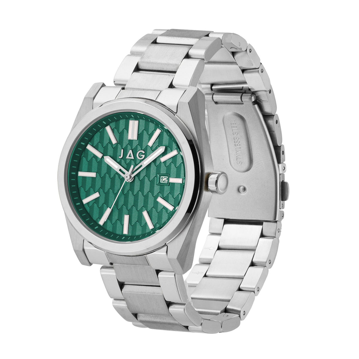 JAG Beaufort Mens Green Dial 41.8mm Silver Watch J3001A