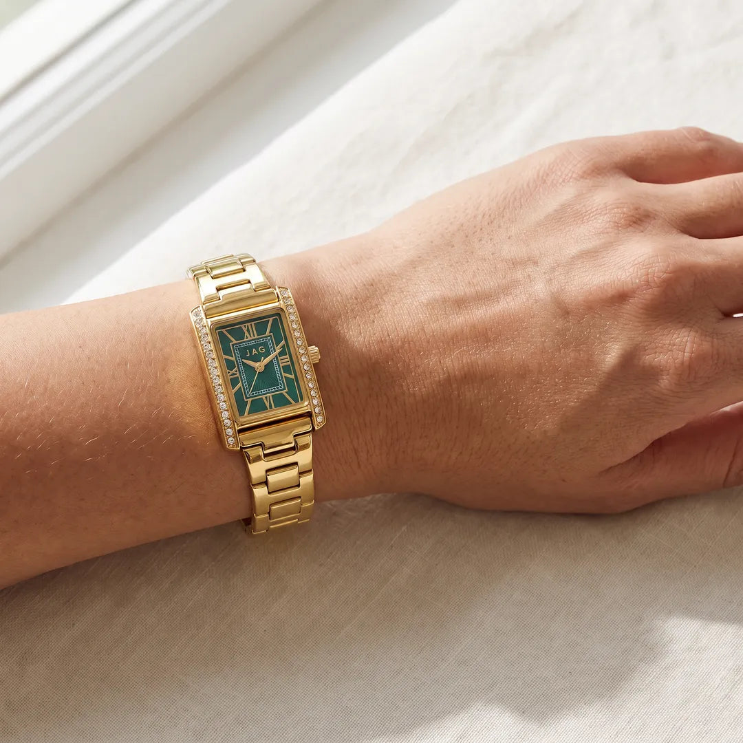 Jag Sienna Green Dial Gold Steel Womens Watch J3093A view 4
