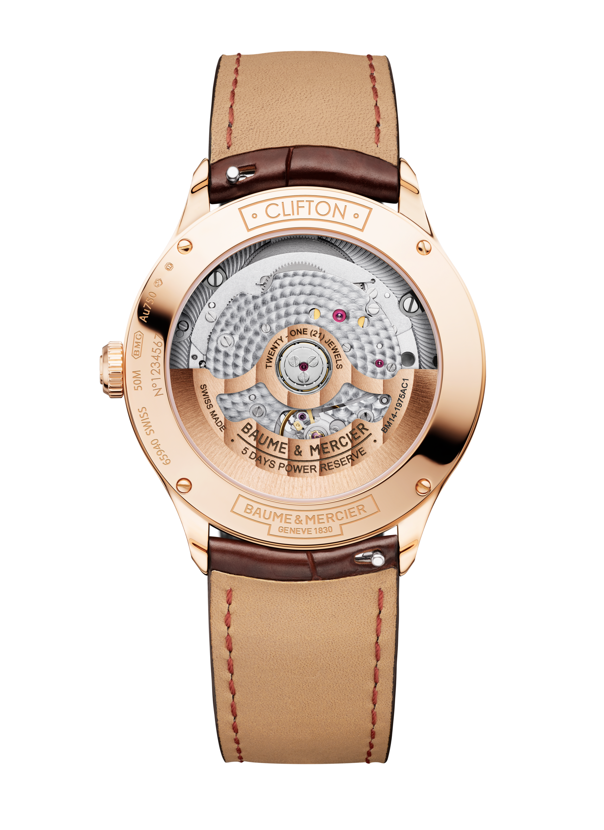 Baume & Mercier Rose Gold Moon Phase Watch 39mm Luxury Timepiece