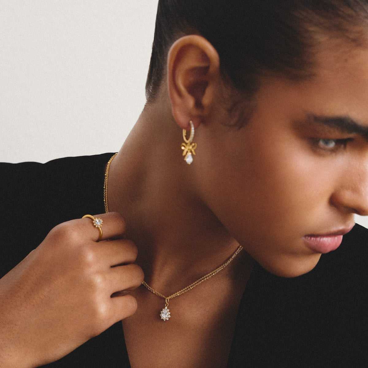 Thomas Sabo Double chain with zirconia in teardrop shape