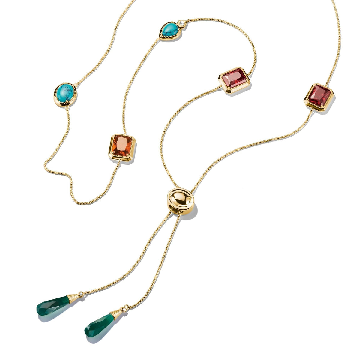 Thomas Sabo Y Necklace with Multi-coloured Stones
