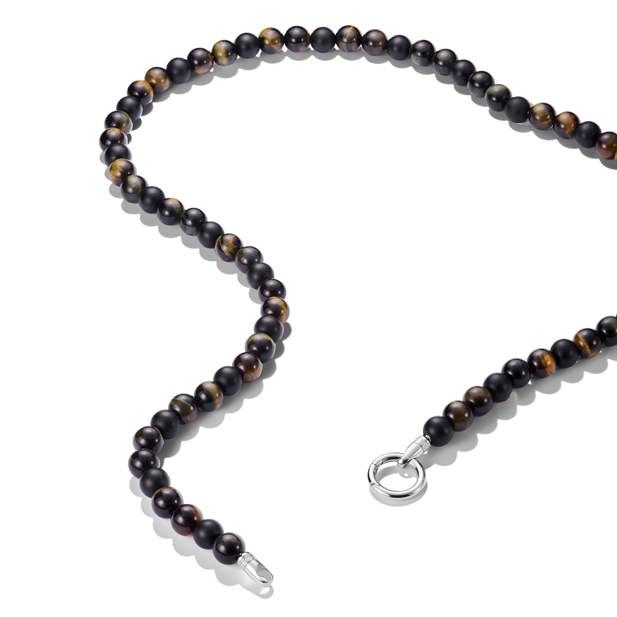 Thomas Sabo Stainless Steel Obsidian and Tiger's Eye Bead Necklace TKE2411S-60 TKE2411S-60 view 2