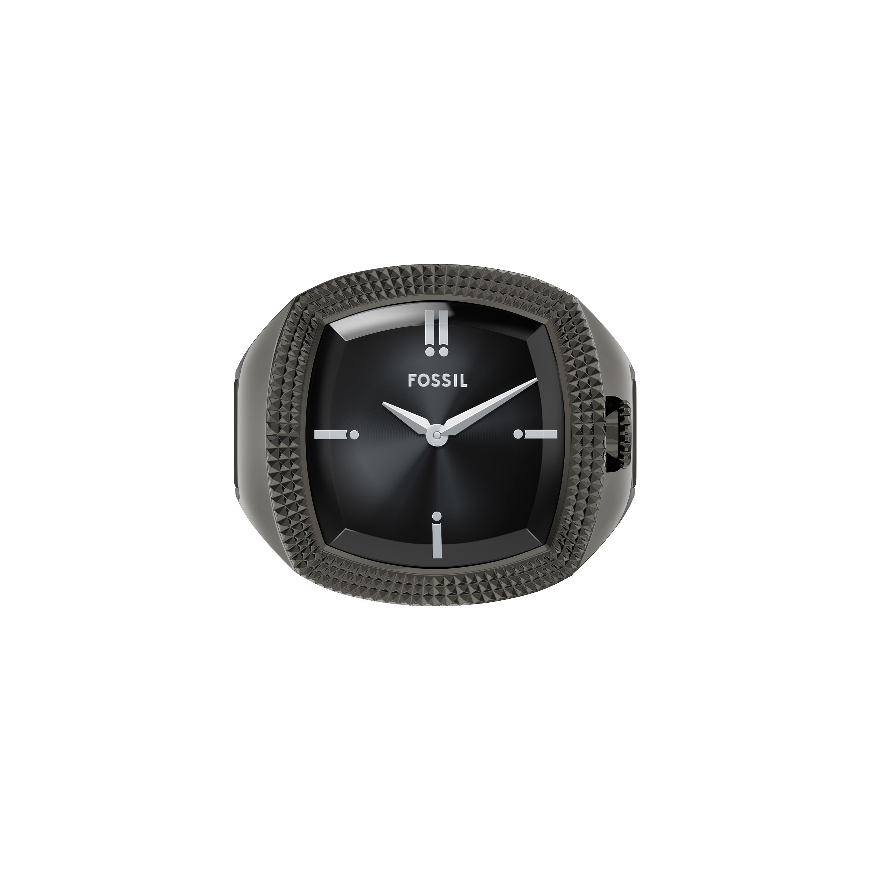 Fossil Machine Luxe Black Dial Gunmetal Stainless Steel Watch Ring LE1212