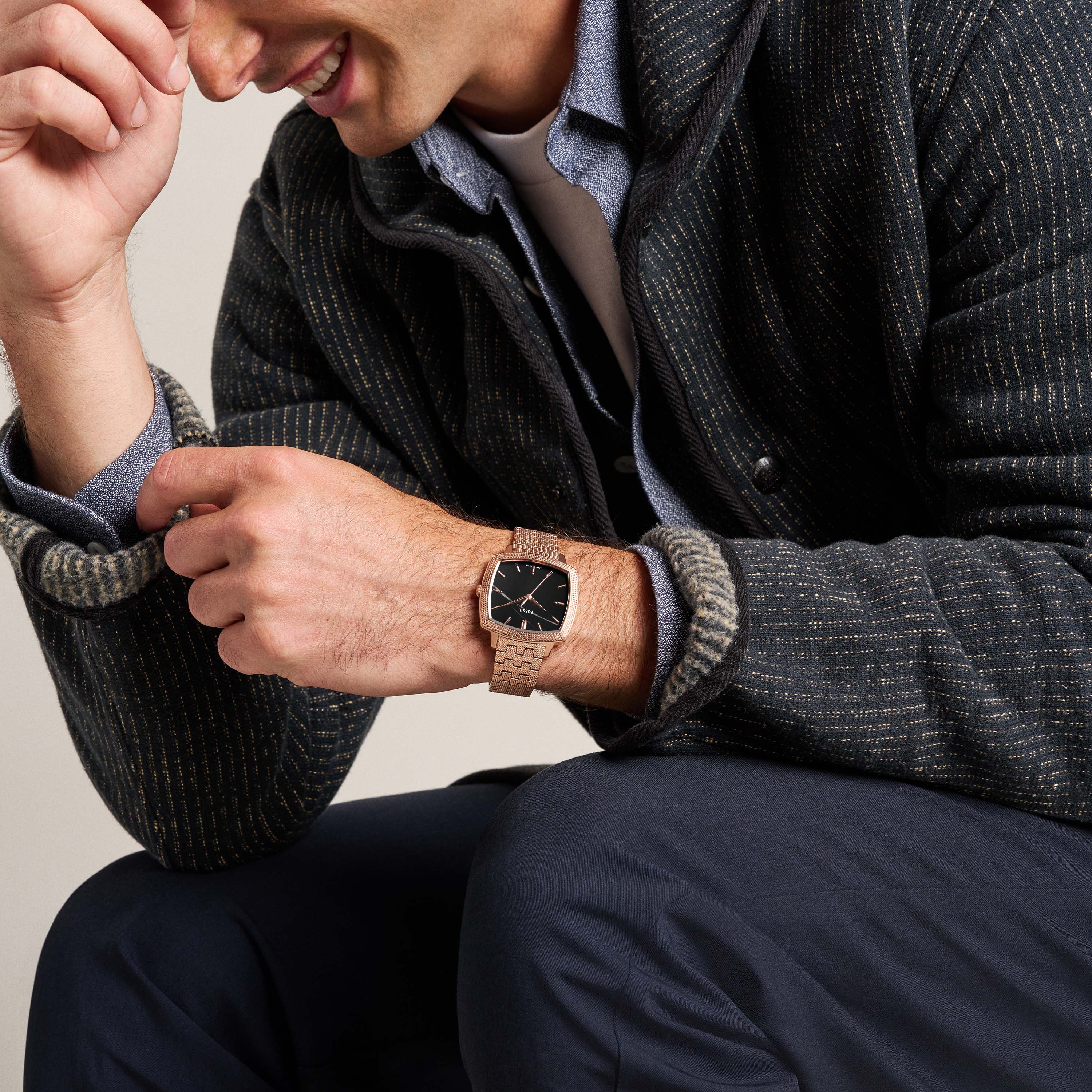 Fossil Machine Luxe Black Dial Rose Gold Stainless Steel Watch LE1226