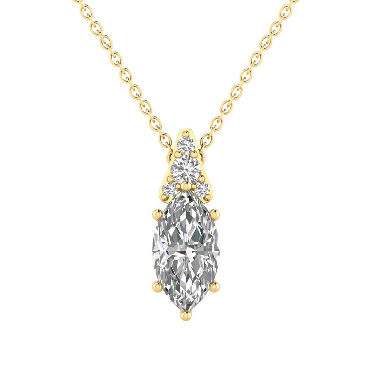 1.05ct Marquise Lab Grown Diamond Necklace in 9K Yellow Gold