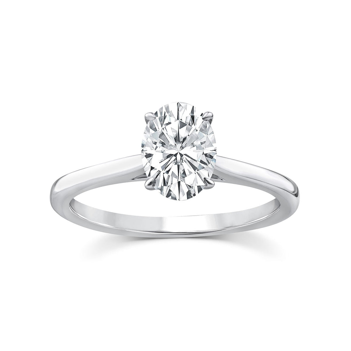 1.50ct Oval Lab Grown Diamond 4 Claw Ring in 9K White Gold
