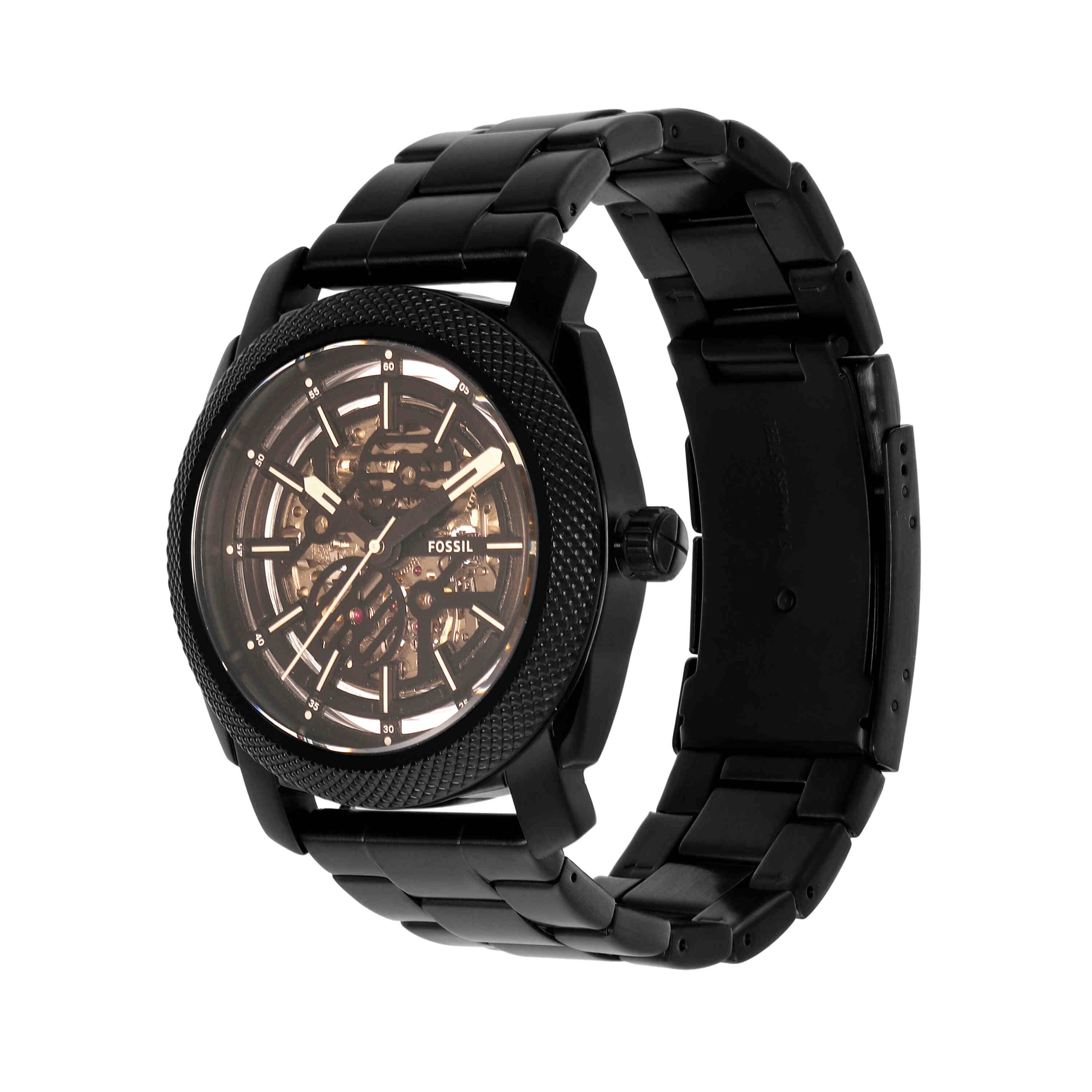 Fossil Machine Brown Dial Black Stainless Steel Watch ME3253