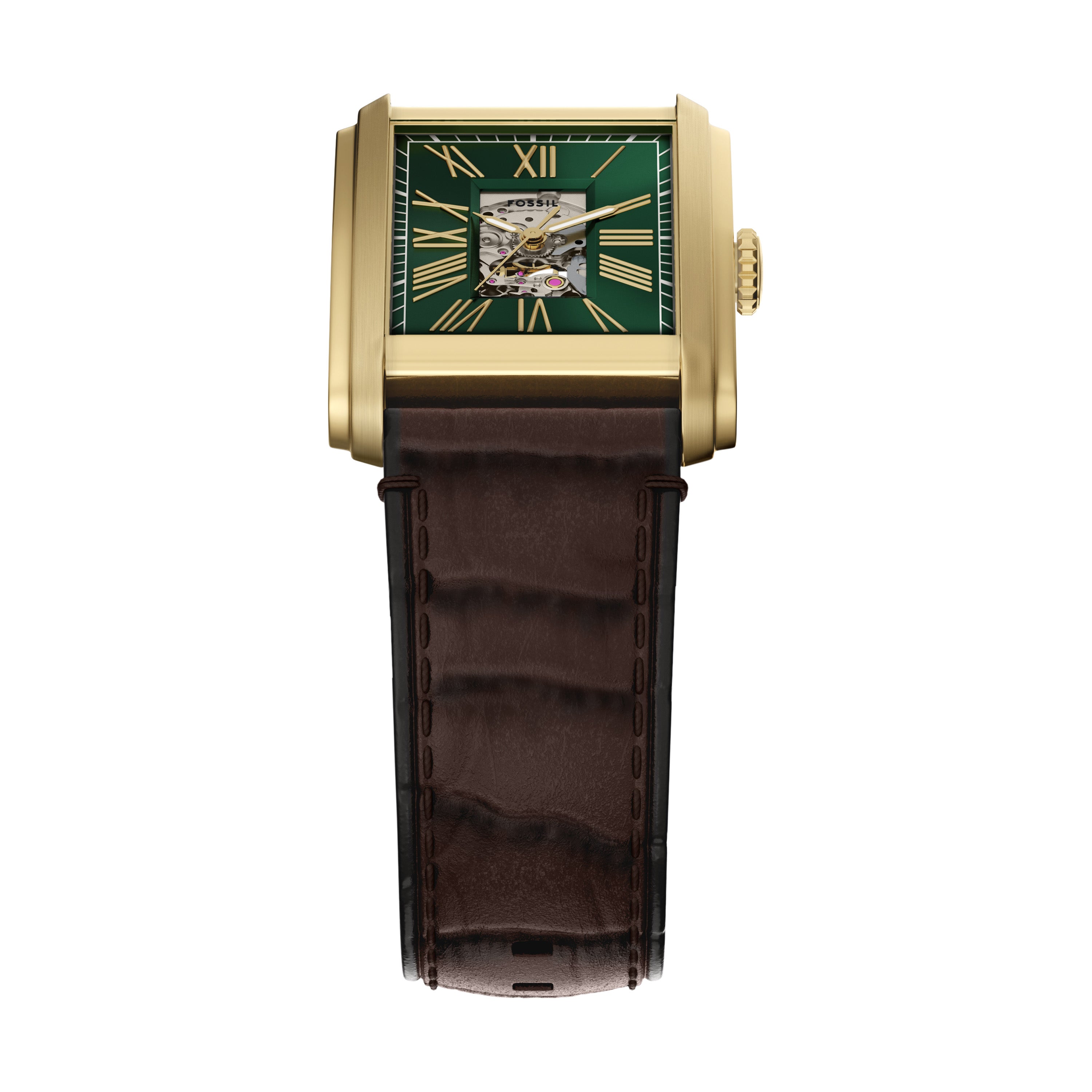 Fossil Carraway Automatic Brown Croco Leather Watch ME3271