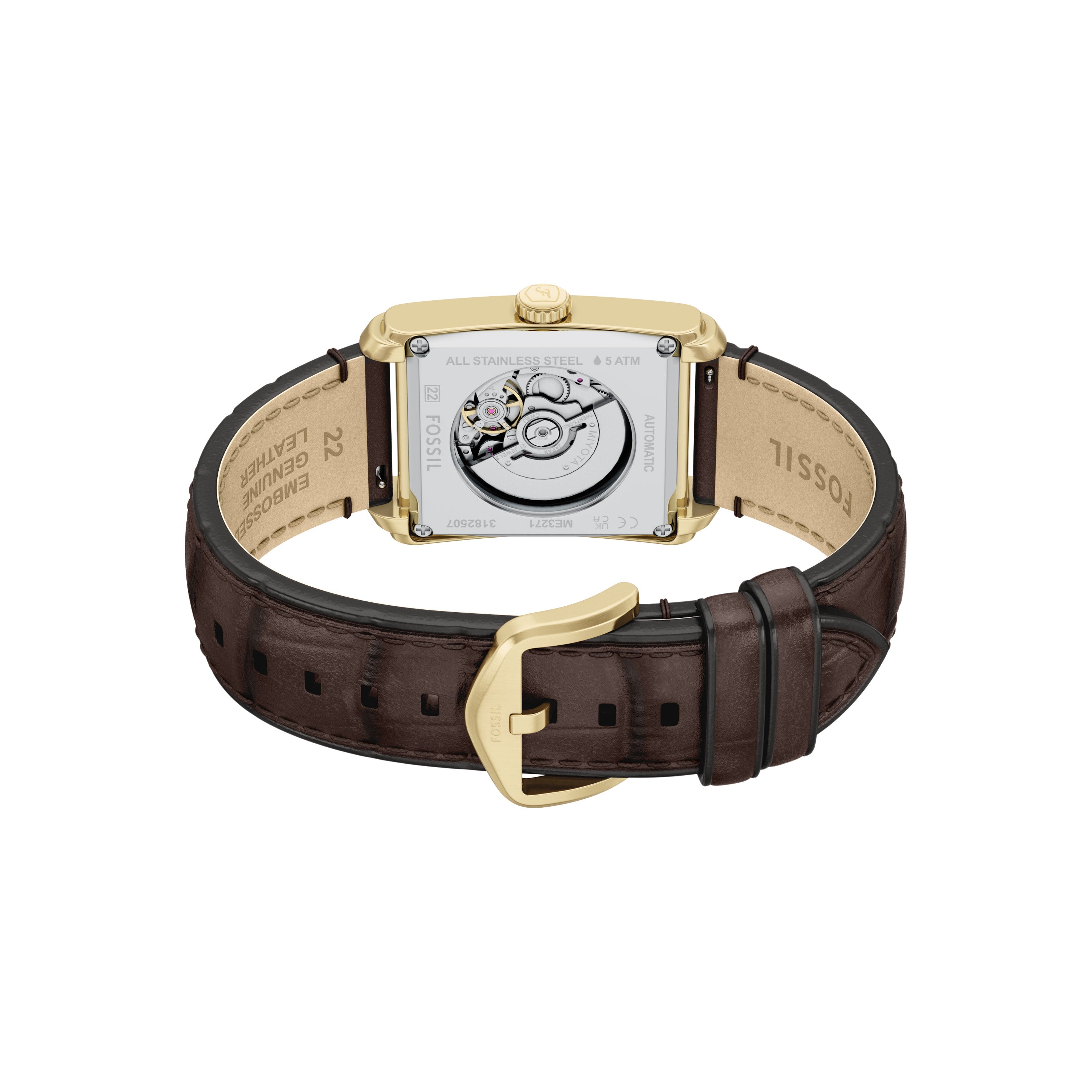 Fossil Carraway Automatic Brown Croco Leather Watch ME3271