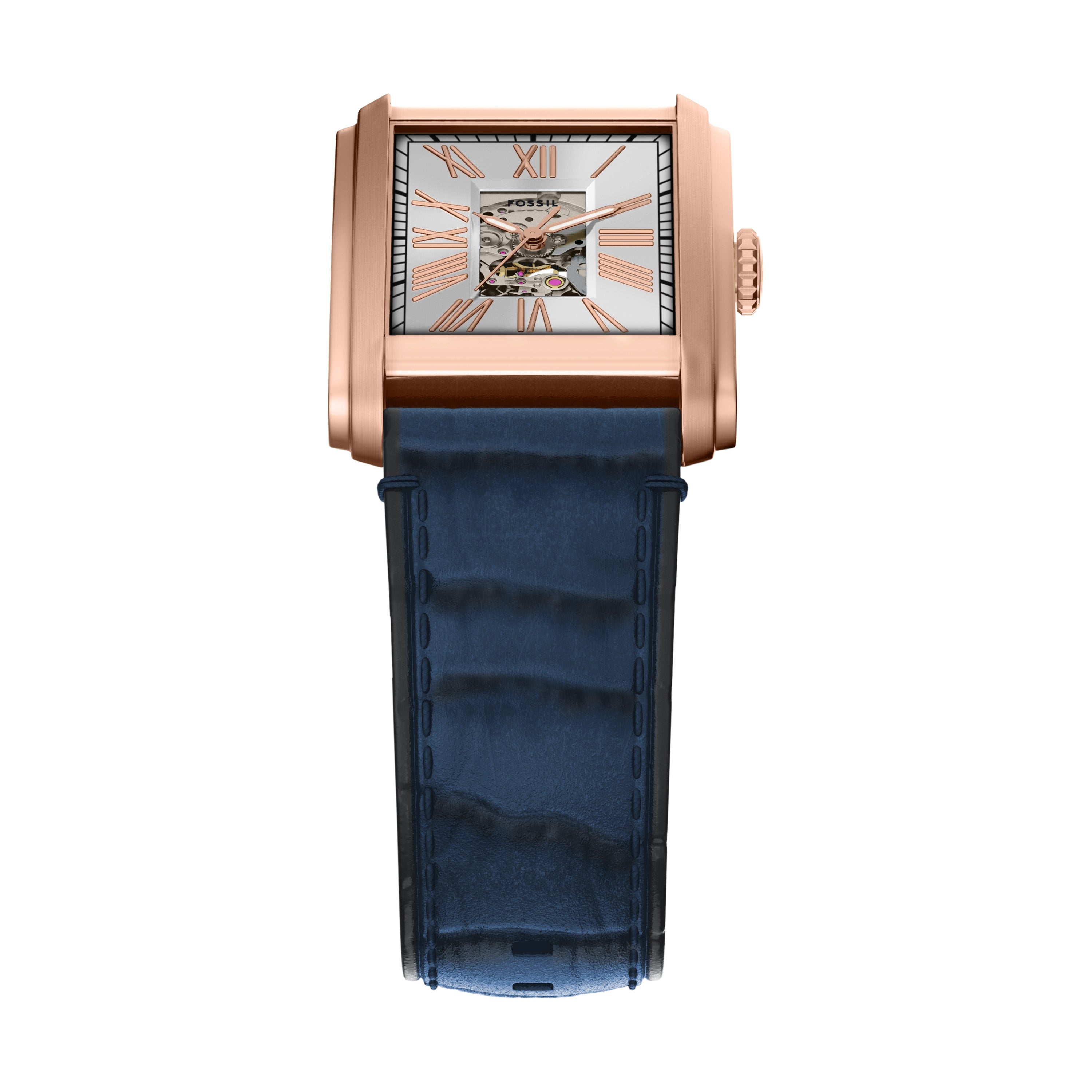 Fossil Carraway Automatic Blue Croco Leather Watch ME3274