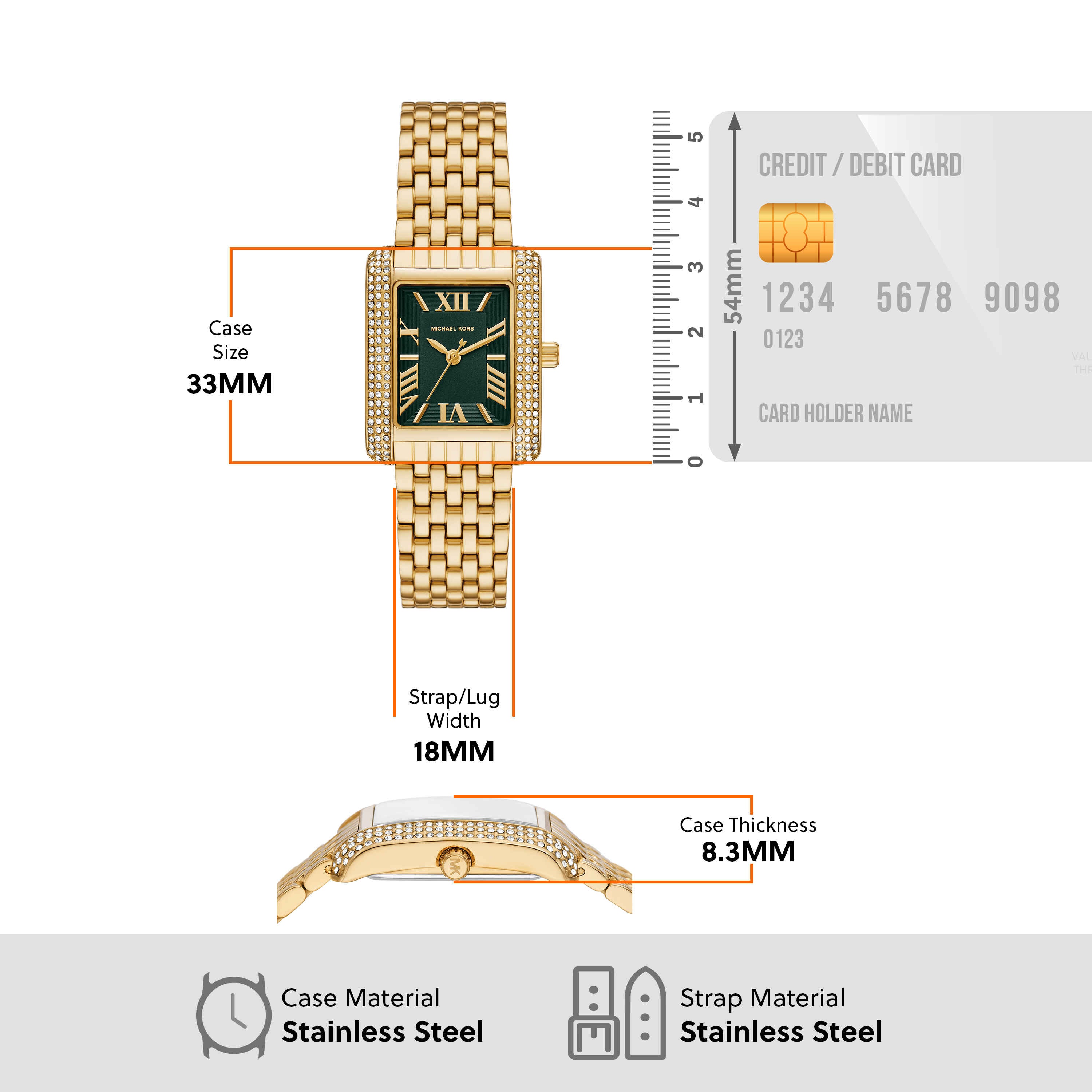 Michael Kors Emery Green Dial Gold Stainless Steel Watch MK4742
