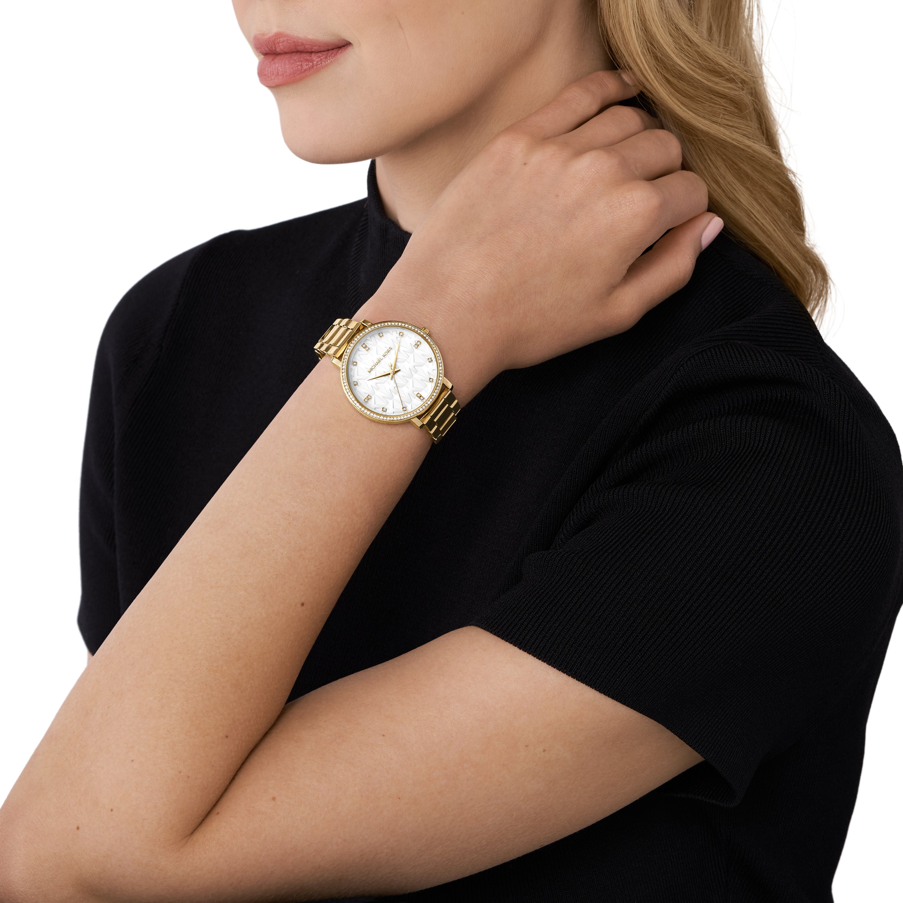 Michael Kors Pyper White Dial Gold Stainless Steel Watch MK4919