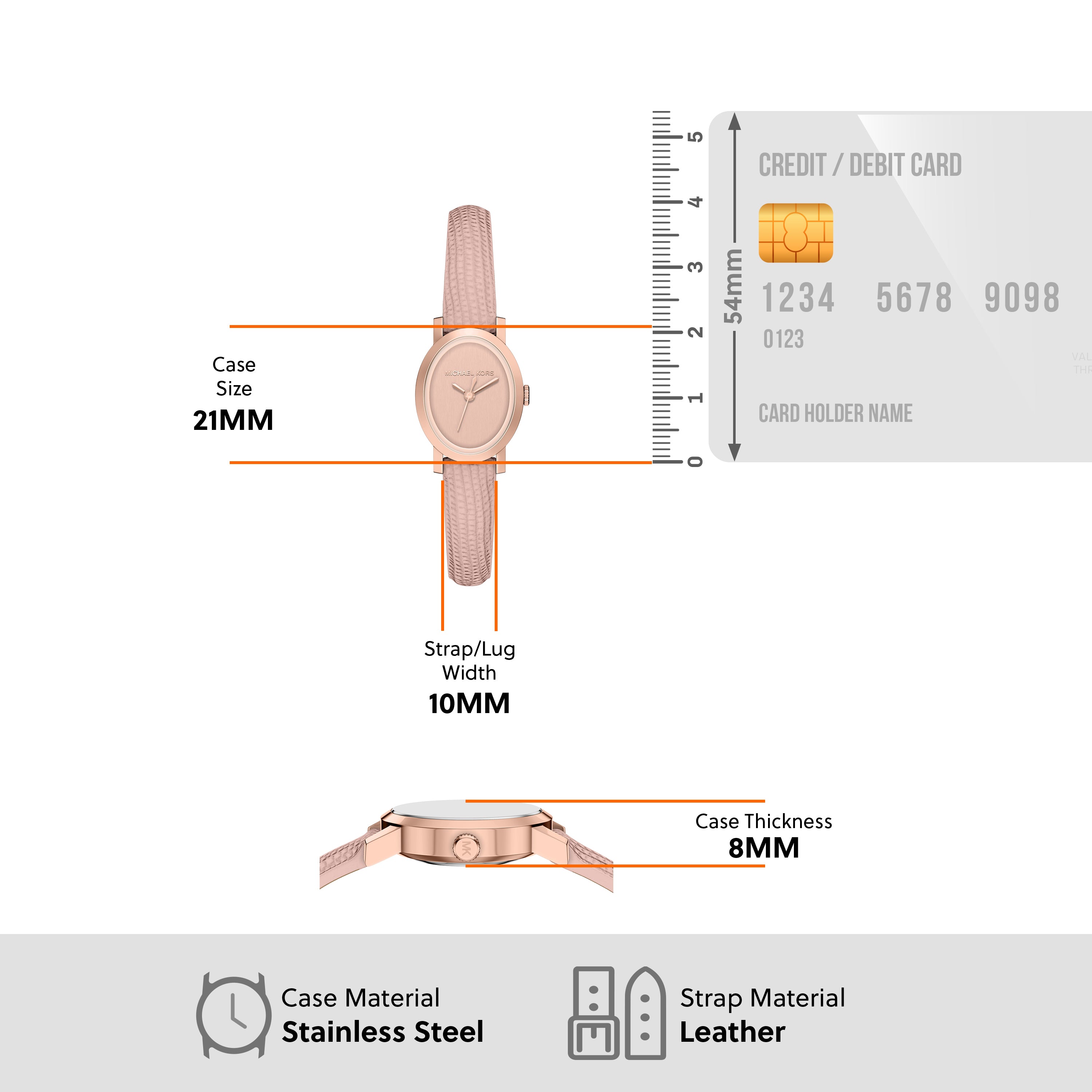 Michael Kors Maude Pink Dial Leather Strap Watch MK7587